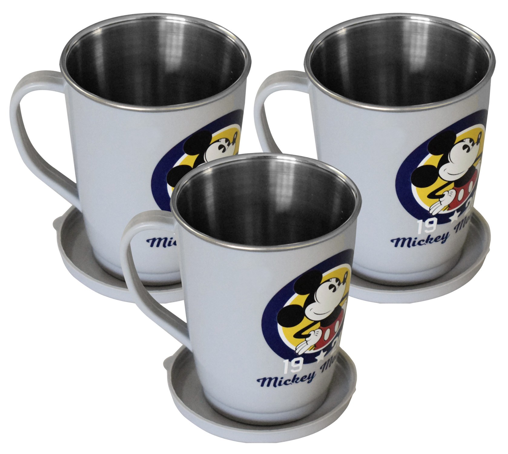 Kuber Industries Mickey Mouse Printed Food Grade BPA Free Tea/Coffee Mug for Coffee Tea Cocoa, Camping Mugs with Lid, (Grey)