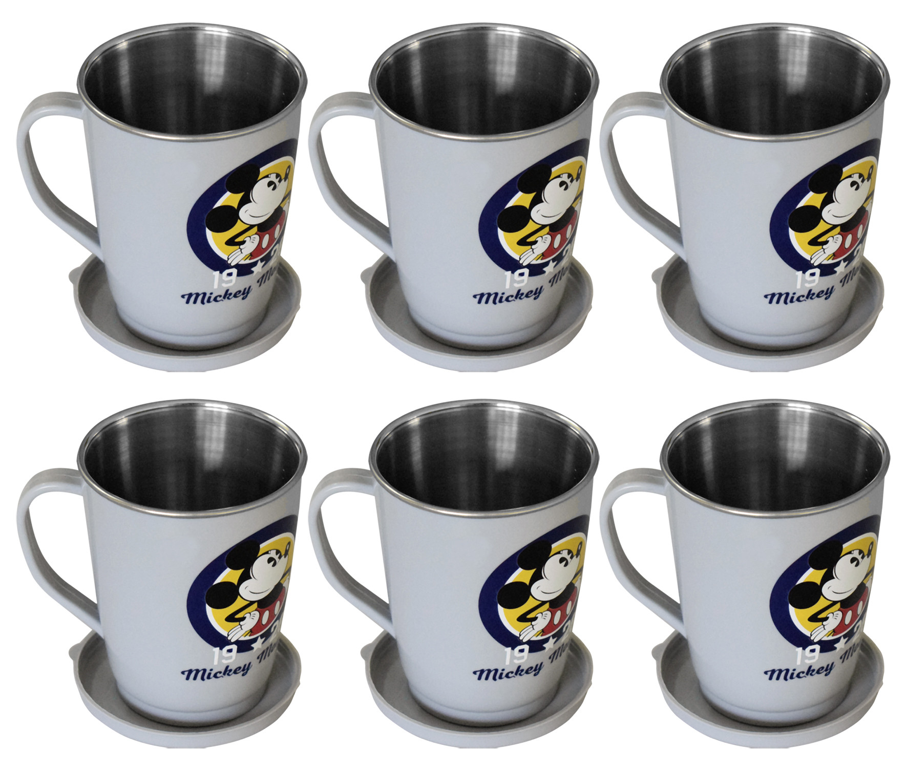 Kuber Industries Mickey Mouse Printed Food Grade BPA Free Tea/Coffee Mug for Coffee Tea Cocoa, Camping Mugs with Lid, (Grey)