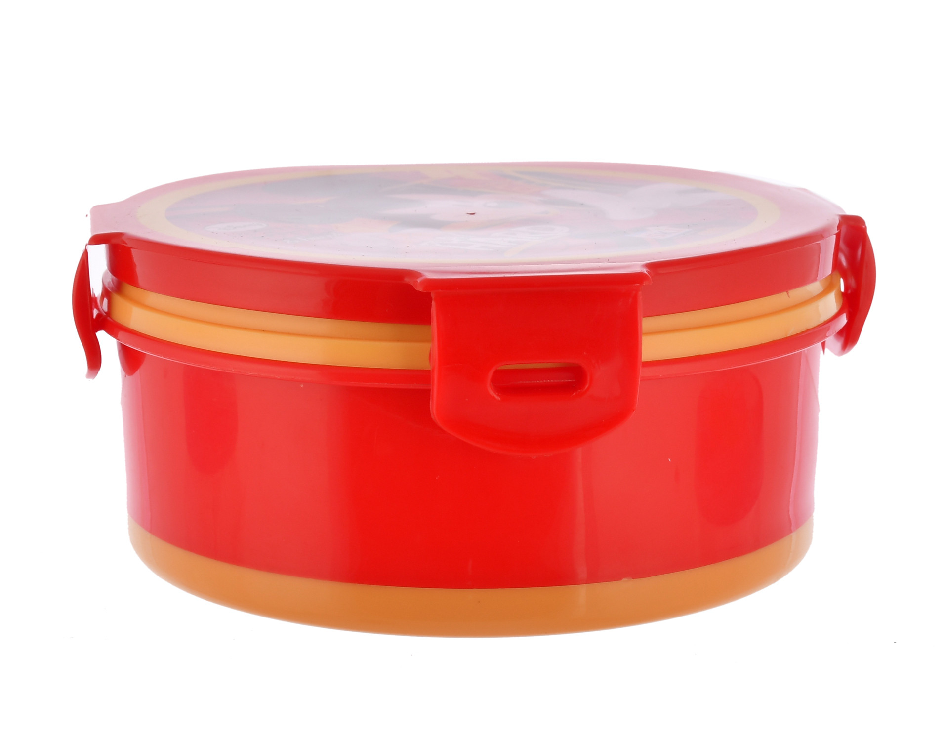 Kuber Industries Mickey Mouse Printed Round Inner Steel Air Tight, BPA Free, Food Grade Insulated Big Lunch Box with 1 Spoon (Red)