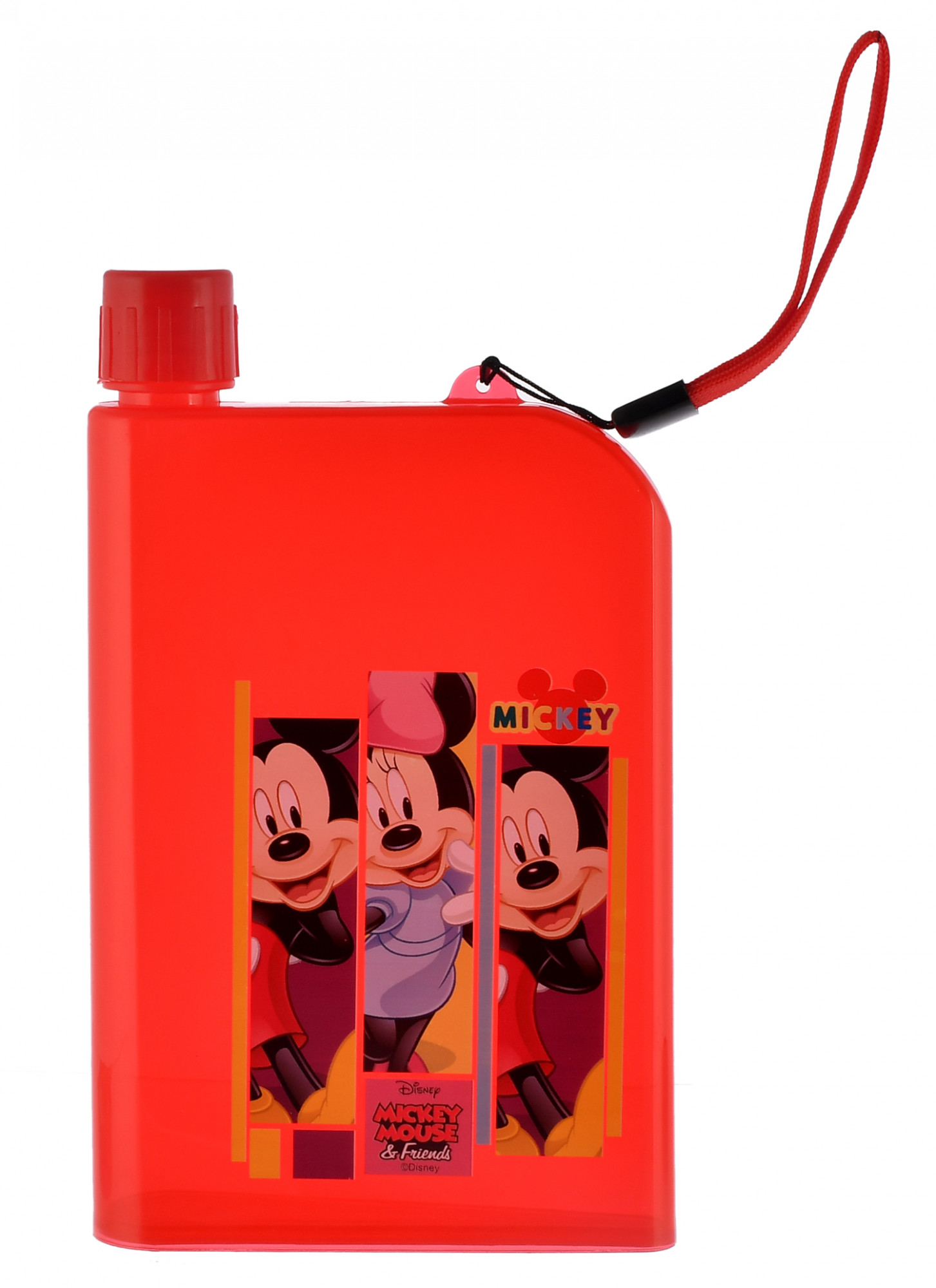 Kuber Industries Mickey Printed Lightweight,Portable Plastic Notebook Water Bottle For School Activity Outdoor Sports-700ml (Red)