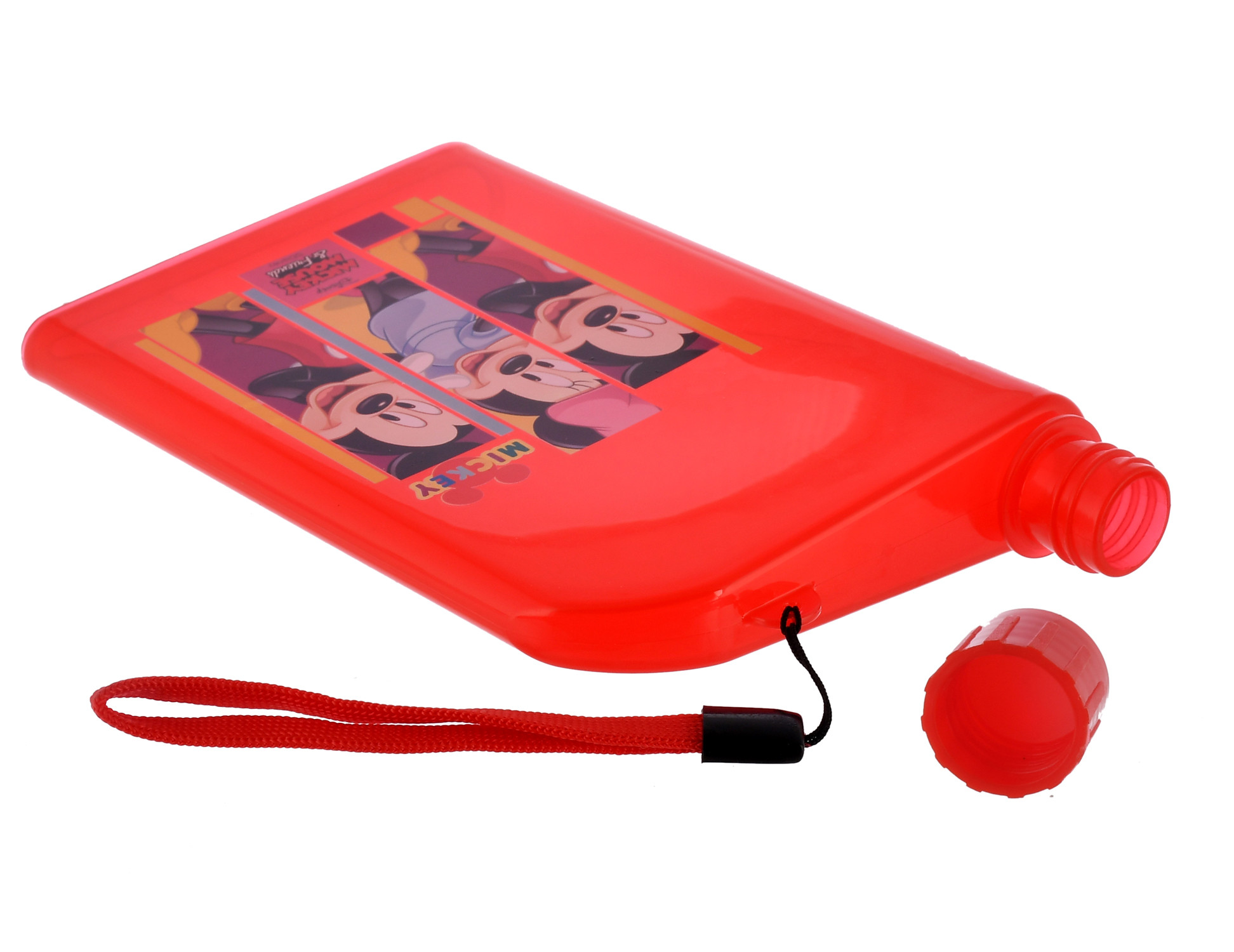 Kuber Industries Mickey Printed Lightweight,Portable Plastic Notebook Water Bottle For School Activity Outdoor Sports-700ml (Red)