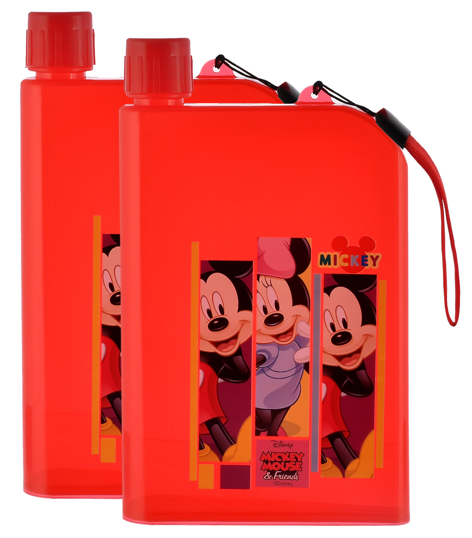 Kuber Industries Mickey Printed Lightweight,Portable Plastic Notebook Water Bottle For School Activity Outdoor Sports-700ml (Red)