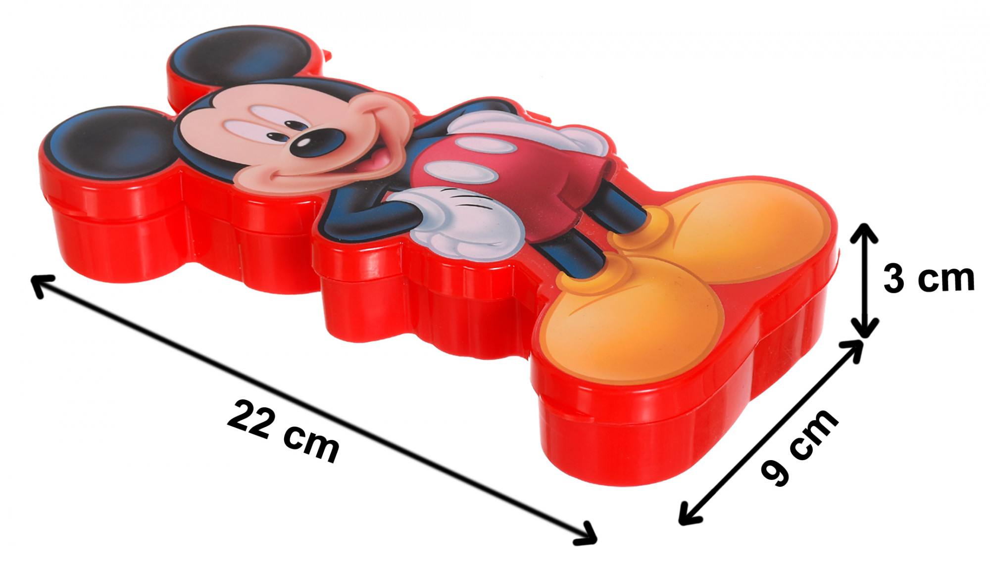 Kuber Industries Micky Mouse Printed Plastic Pencil Box for Kids with Free Stationery Items (Red)