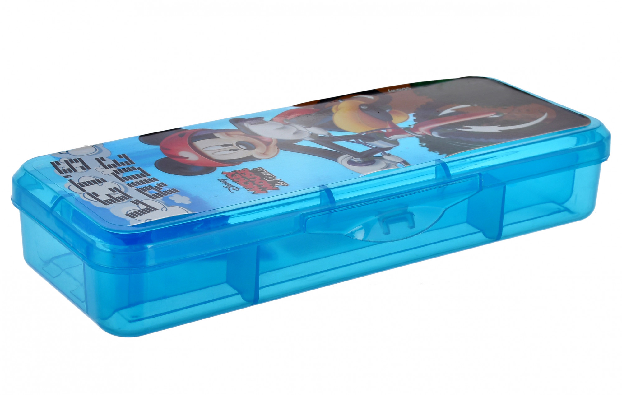 Kuber Industries Micky Mouse Printed Tranasparent Plastic Pencil Box for Kids (Blue)