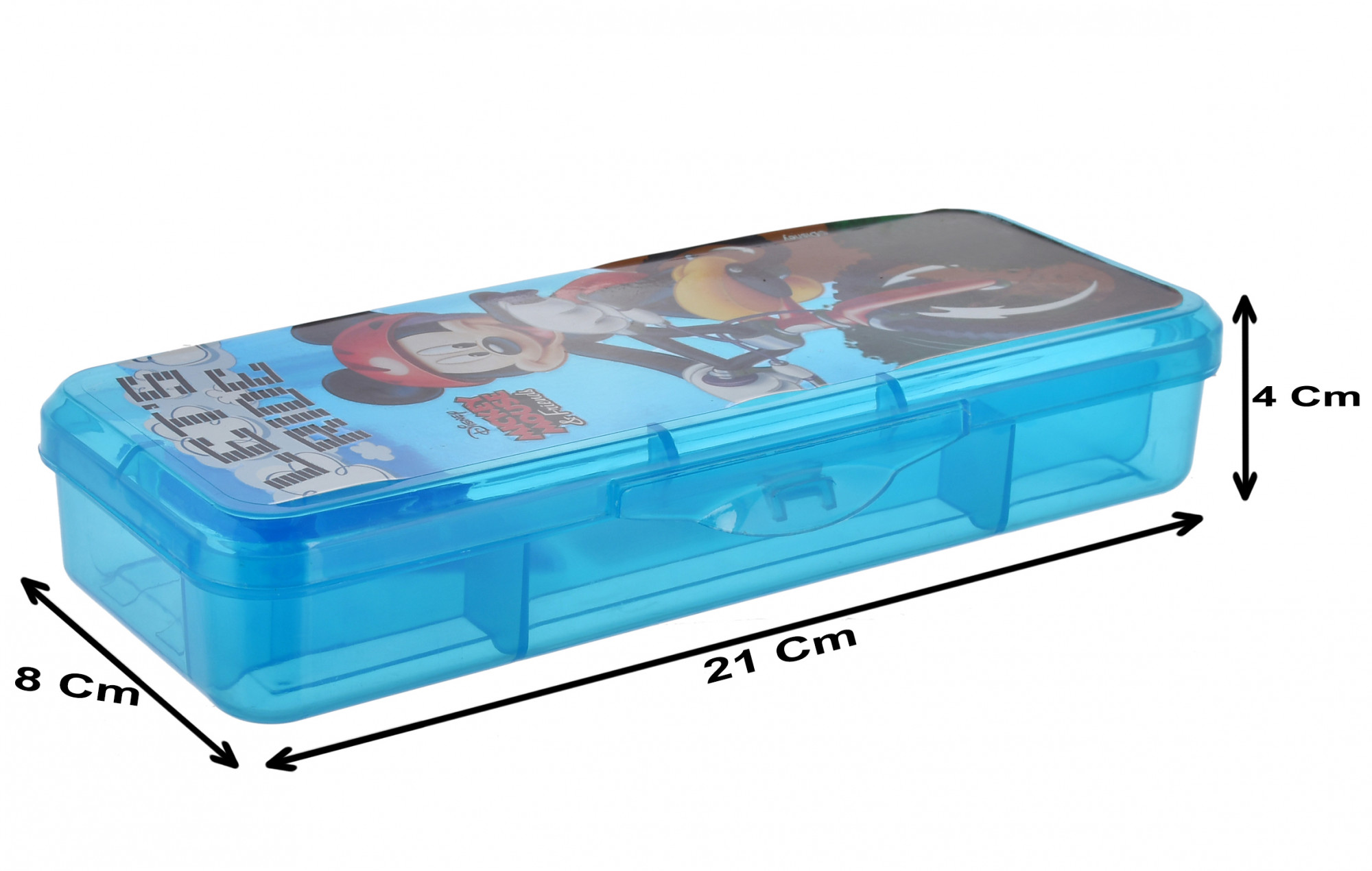 Kuber Industries Micky Mouse Printed Tranasparent Plastic Pencil Box for Kids (Blue)