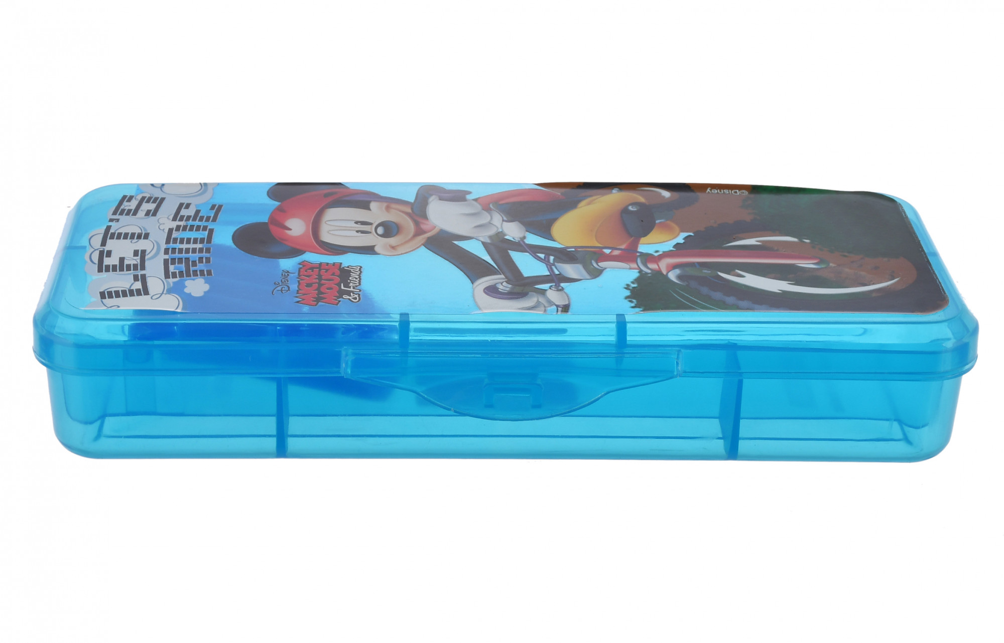 Kuber Industries Micky Mouse Printed Tranasparent Plastic Pencil Box for Kids (Blue)