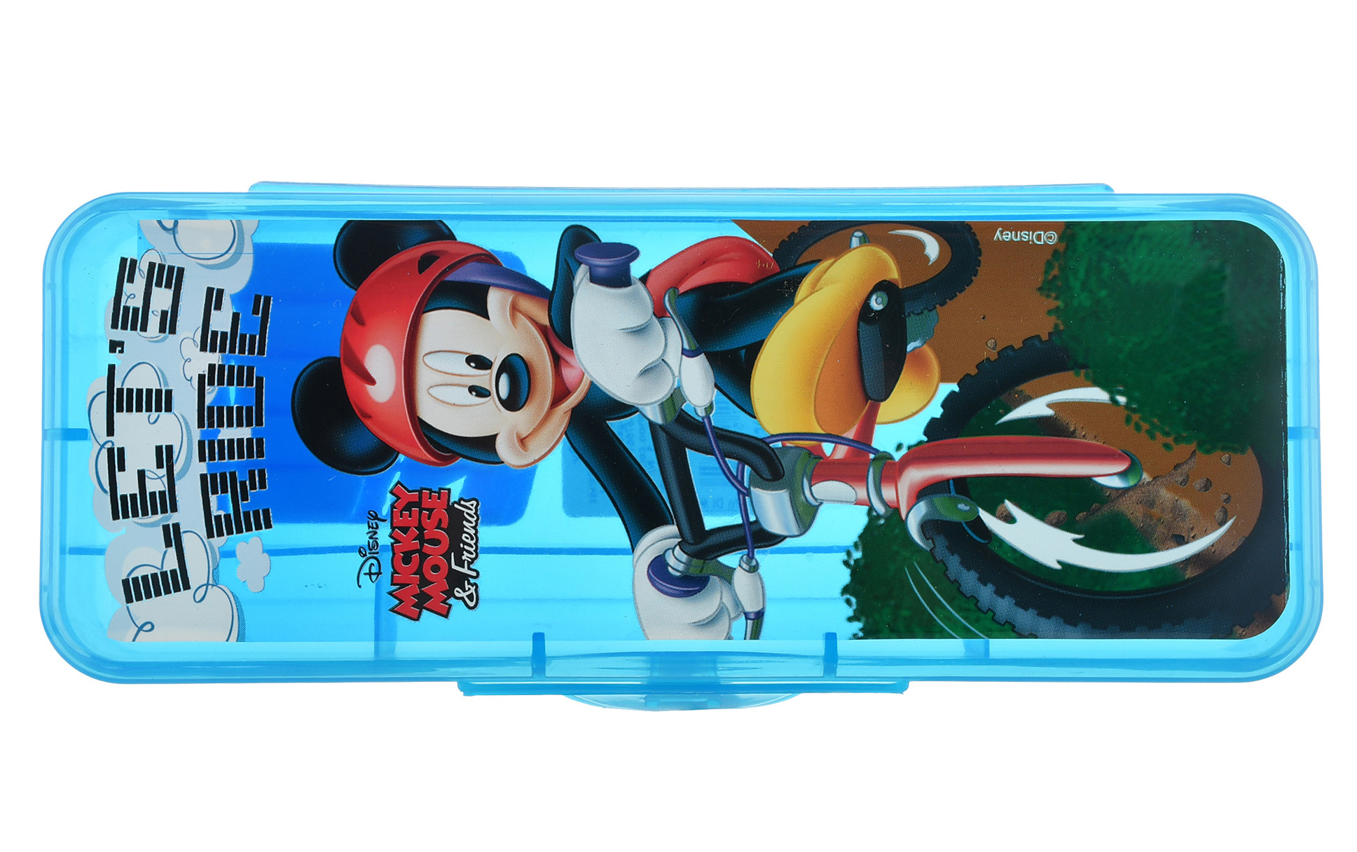 Kuber Industries Micky Mouse Printed Tranasparent Plastic Pencil Box for Kids (Blue)