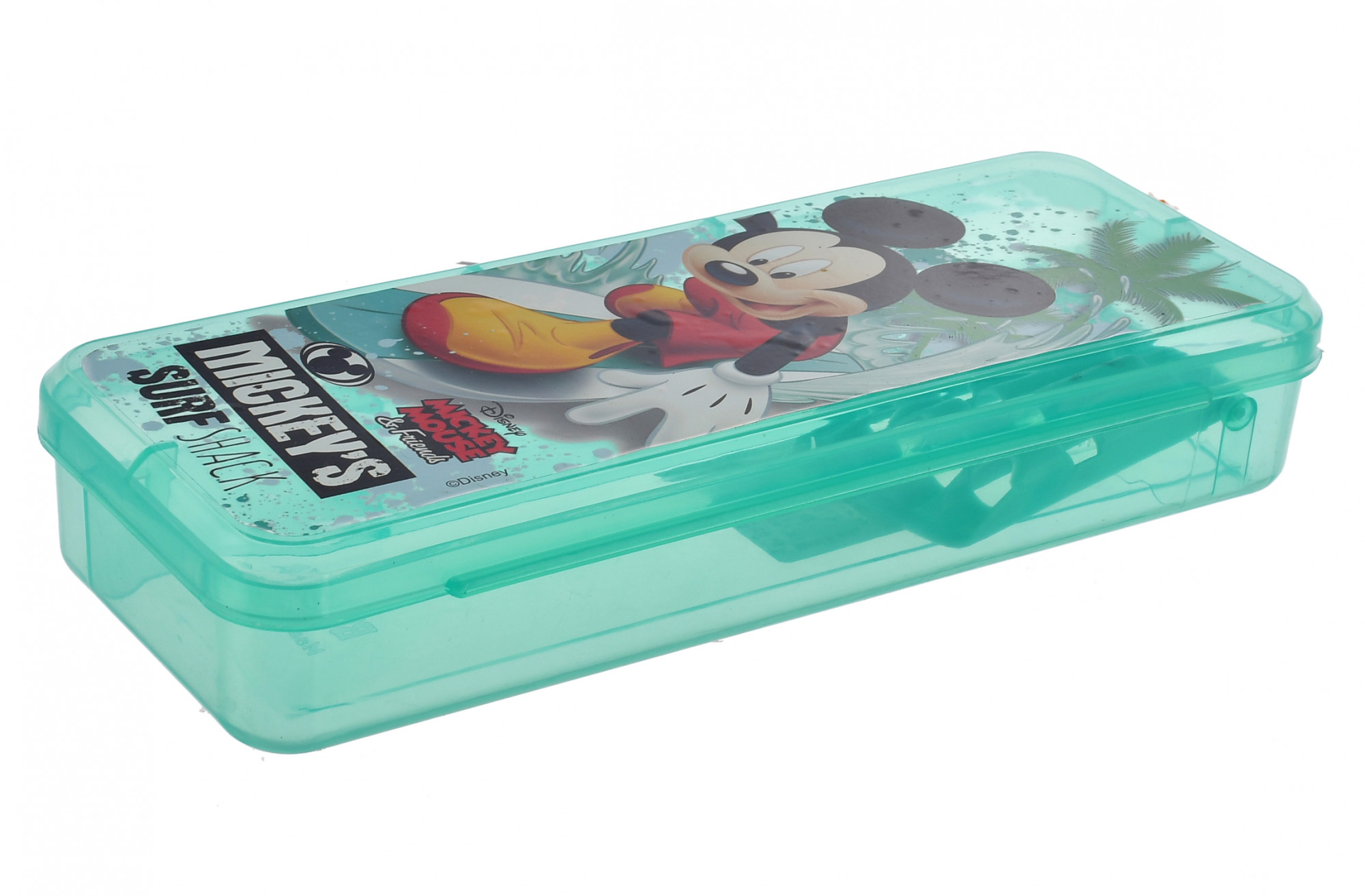 Kuber Industries Micky Mouse Printed Tranasparent Plastic Pencil Box for Kids (Green)