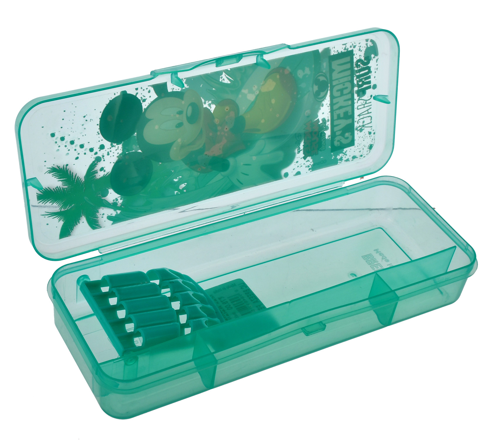 Kuber Industries Micky Mouse Printed Tranasparent Plastic Pencil Box for Kids (Green)