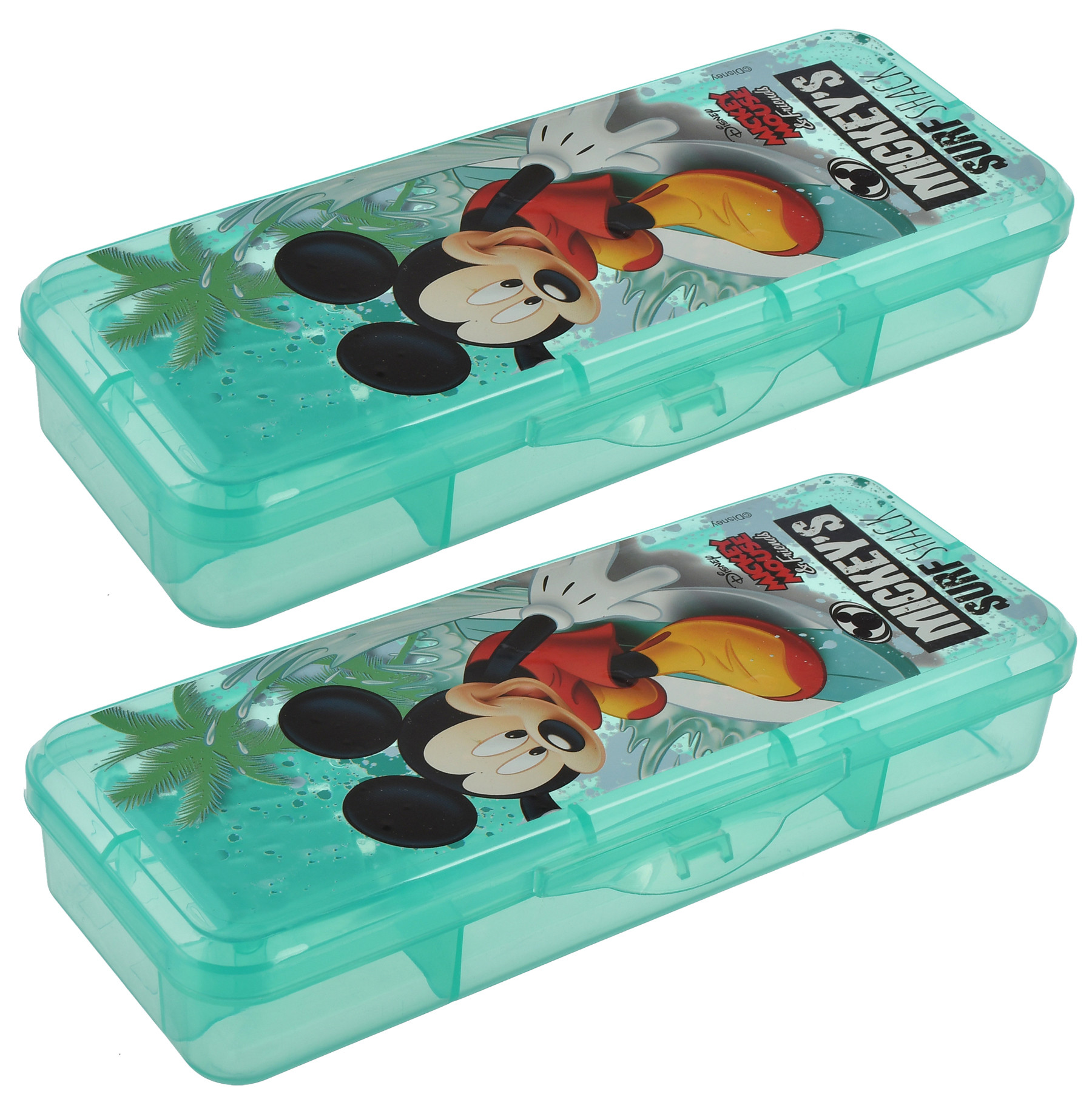 Kuber Industries Micky Mouse Printed Tranasparent Plastic Pencil Box for Kids (Green)