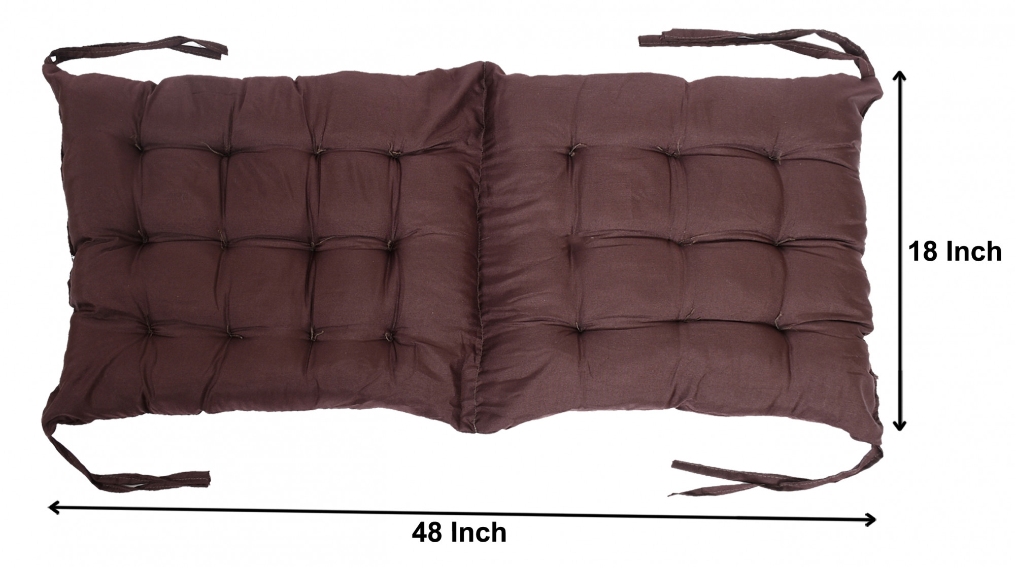 Kuber Industries Microfiber 18*48 Inch Back And Seat Chair Cushion & 18*18 Inch Square Cushion for Rocking Chair, Desk chair, Dining chairs, Lounge chair with Ties- Set of 2 (Brown)