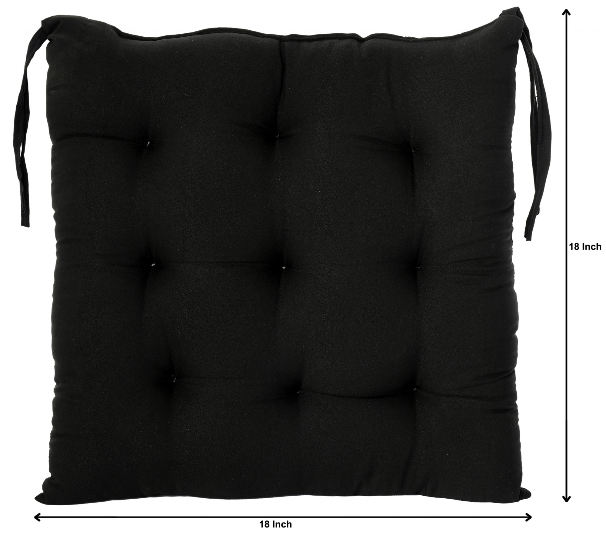 Kuber Industries Microfiber 18*48 Inch Back And Seat Chair Cushion & 18*18 Inch Square Cushion for Rocking Chair, Desk chair, Dining chairs, Lounge chair with Ties- Set of 2 (Black)