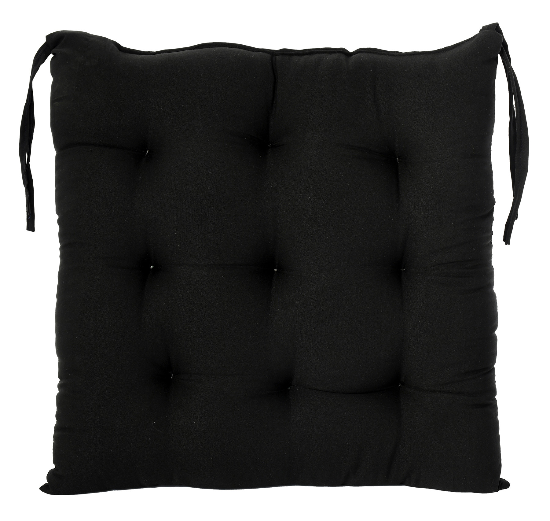 Kuber Industries Microfiber 18*48 Inch Back And Seat Chair Cushion & 18*18 Inch Square Cushion for Rocking Chair, Desk chair, Dining chairs, Lounge chair with Ties- Set of 2 (Black)
