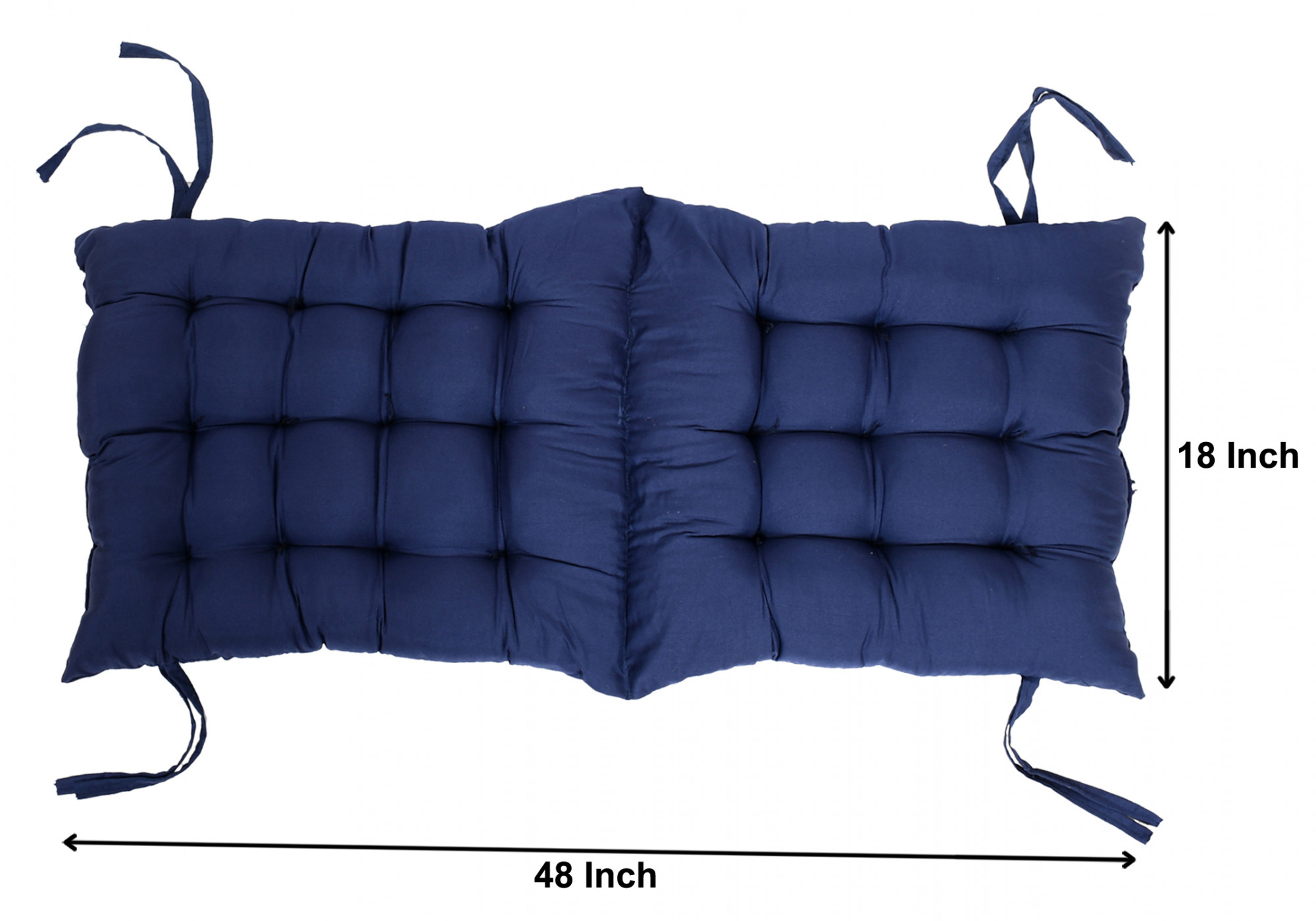 Kuber Industries Microfiber 18*48 Inch Back And Seat Chair Cushion With Ties & 18*18 Inch Square Cushion for Rocking Chair, Desk chair, Dining chairs, Lounge chair- Set of 2 (Navy Blue)