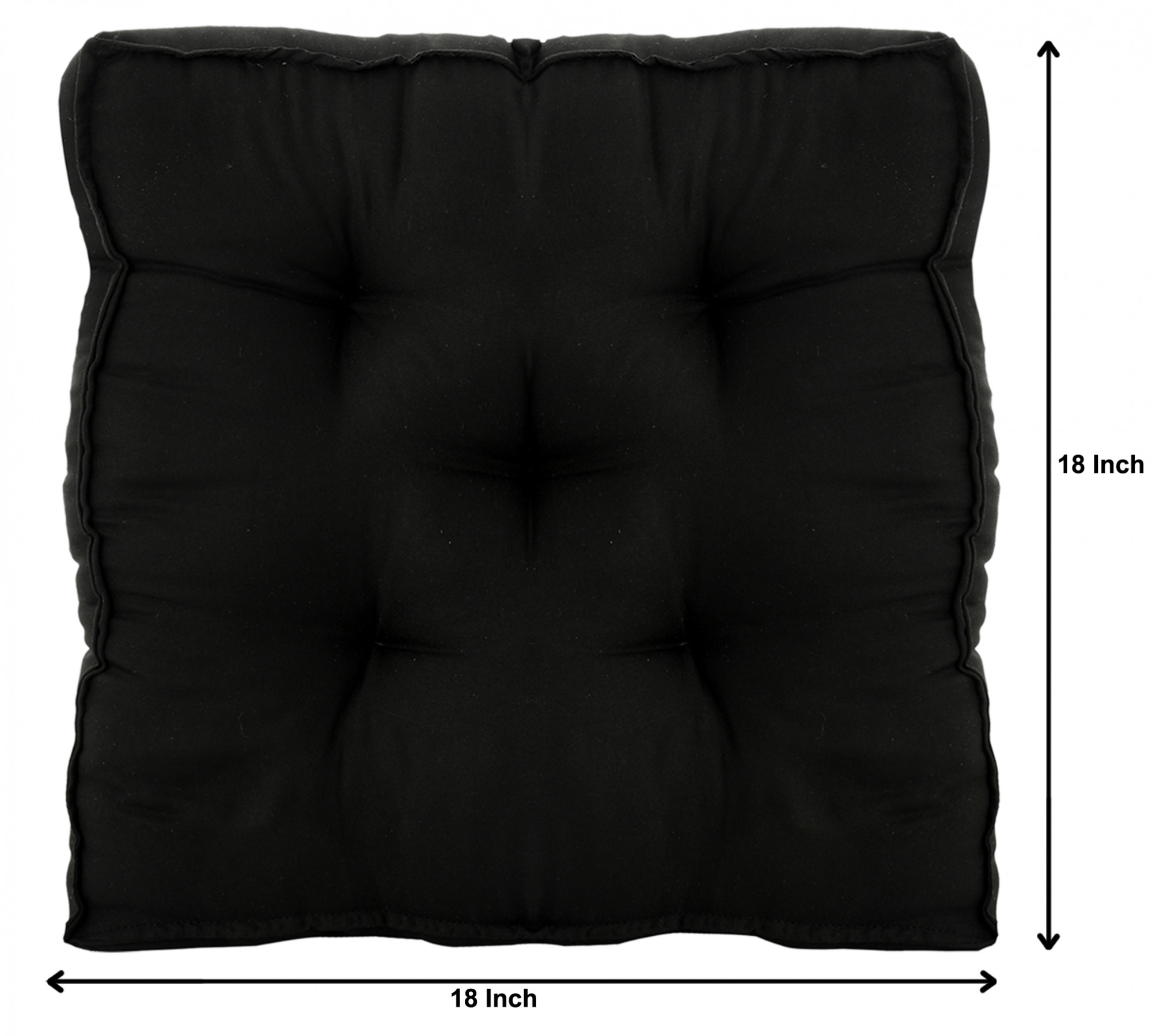 Kuber Industries Microfiber 18*48 Inch Back And Seat Chair Cushion With Ties & 18*18 Inch Square Cushion for Rocking Chair, Desk chair, Dining chairs, Lounge chair- Set of 2 (Black)