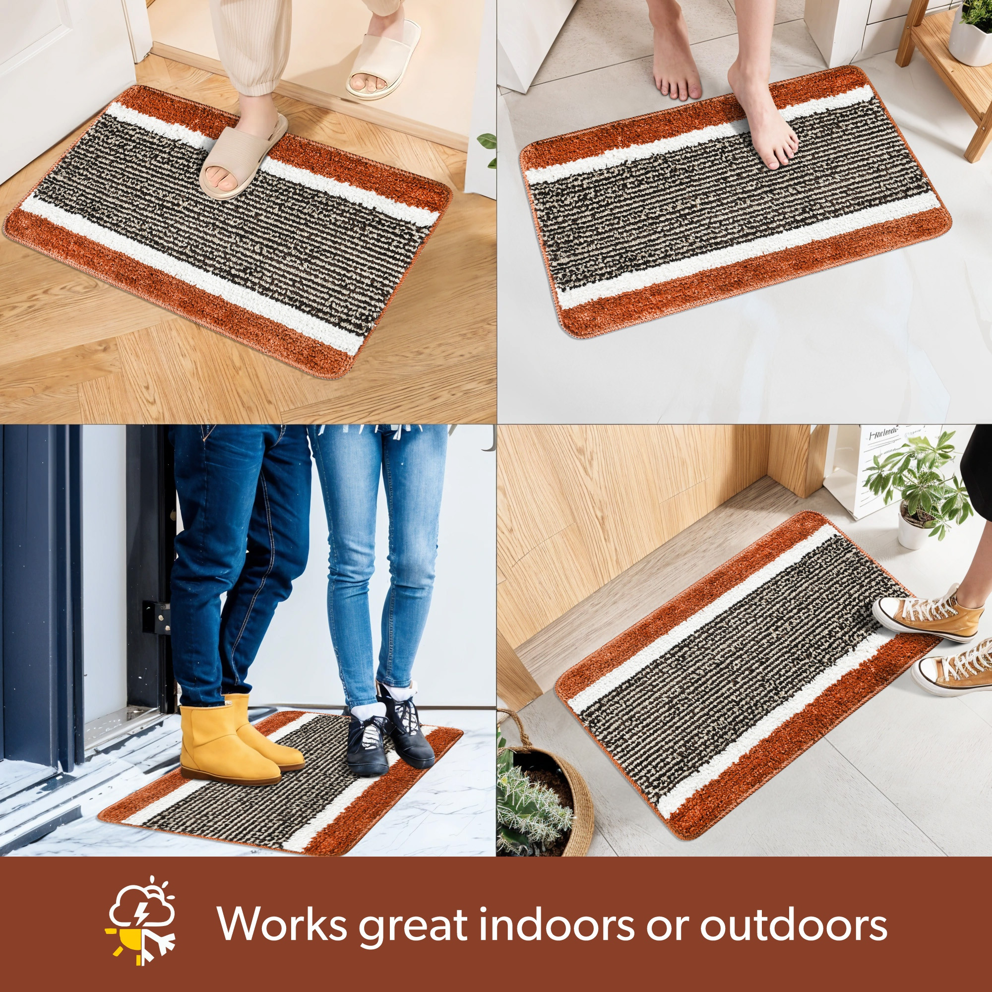 Kuber Industries Microfiber 40x60 cm Door Mats for Home  Floor Mat for Living Room Bedroom Bathroom  Office  Kitchen Mats for Floor Anti Slip  Lining - Brown