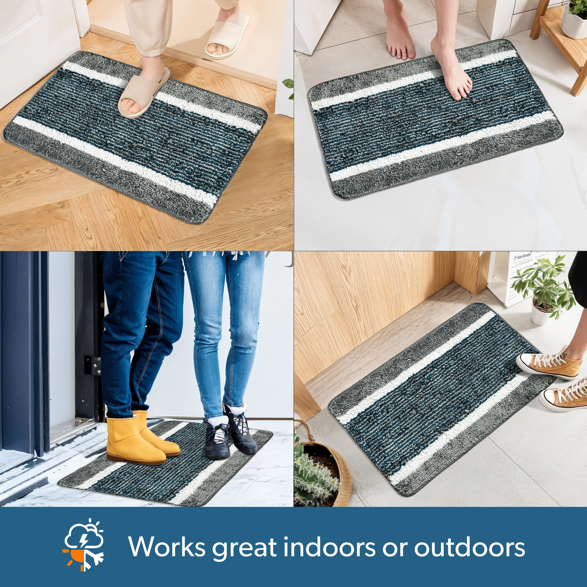 Kuber Industries Microfiber 40x60 cm Door Mats for Home  Floor Mat for Living Room Bedroom Bathroom  Office  Kitchen Mats for Floor Anti Slip  Lining - Grey