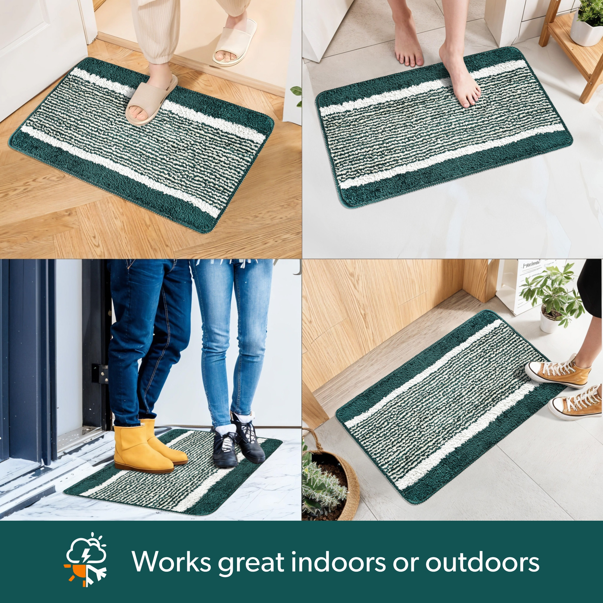 Kuber Industries Microfiber 40x60 cm Door Mats for Home  Floor Mat for Living Room Bedroom Bathroom  Office  Kitchen Mats for Floor Anti Slip  Lining - Green