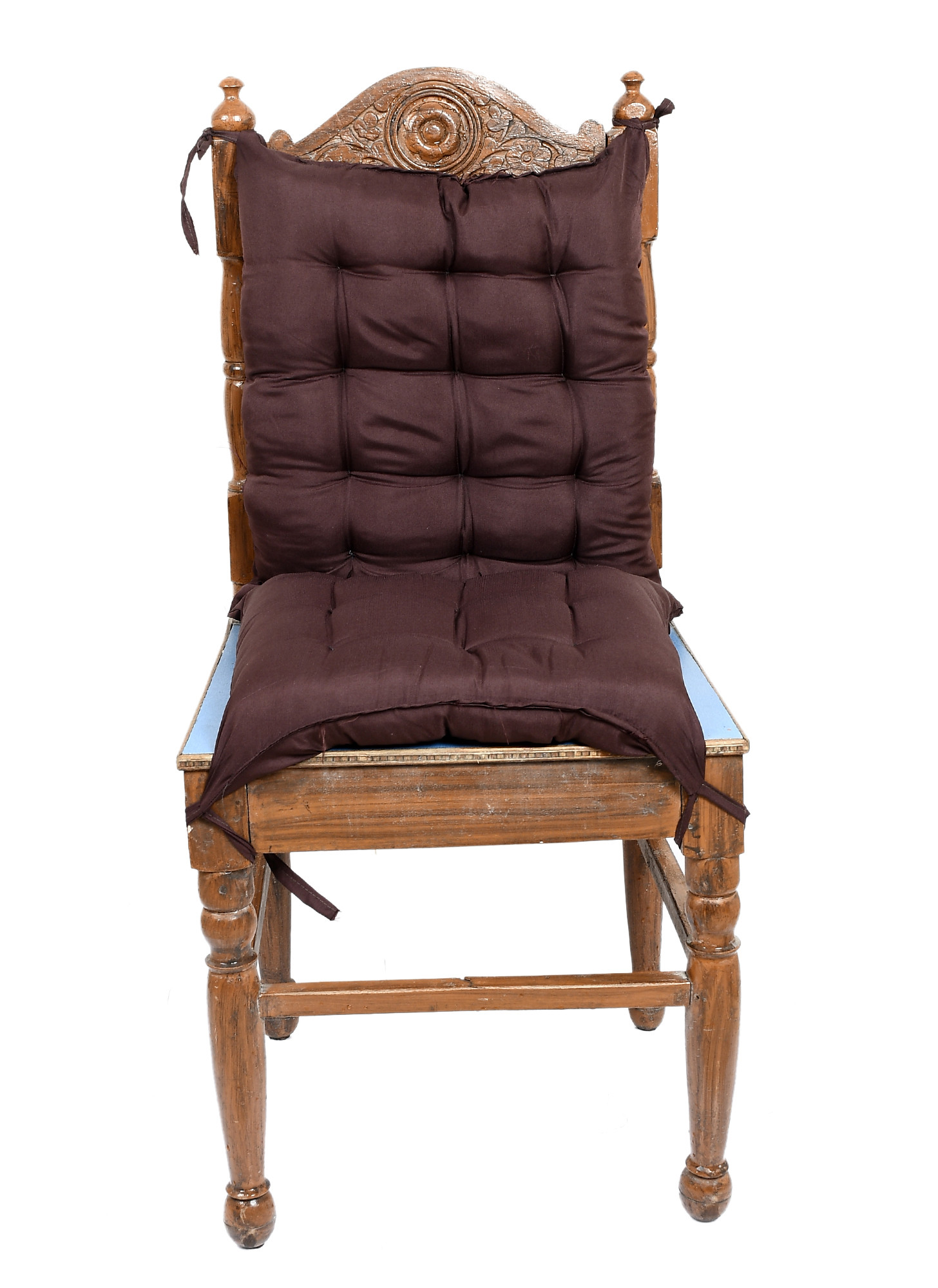 Kuber Industries Microfiber Back And Seat Chair Cushion for Indoor Outdoor Patio Chair, Rocking Chair, Office chair, Desk chair, Dining chairs, Lounge chair with Ties, 18*48 Inch (Brown)
