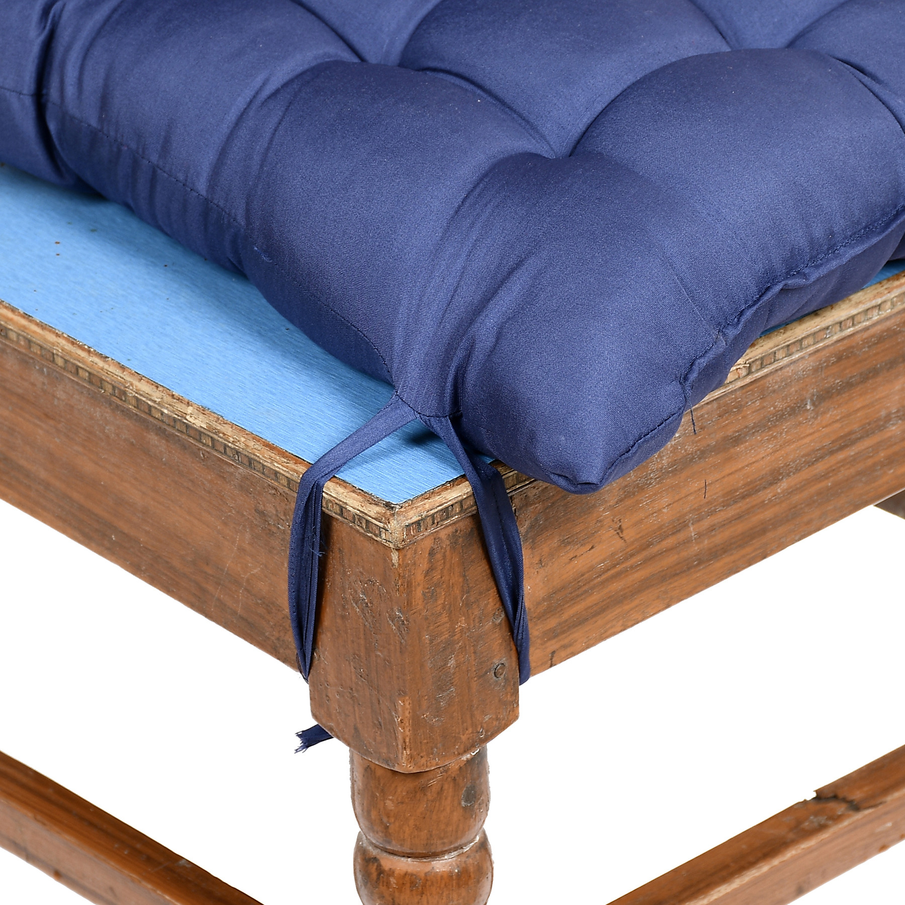 Kuber Industries Microfiber Back And Seat Chair Cushion for Indoor Outdoor Patio Chair, Rocking Chair, Office chair, Desk chair, Dining chairs, Lounge chair with Ties, 18*36 Inch (Navy Blue)