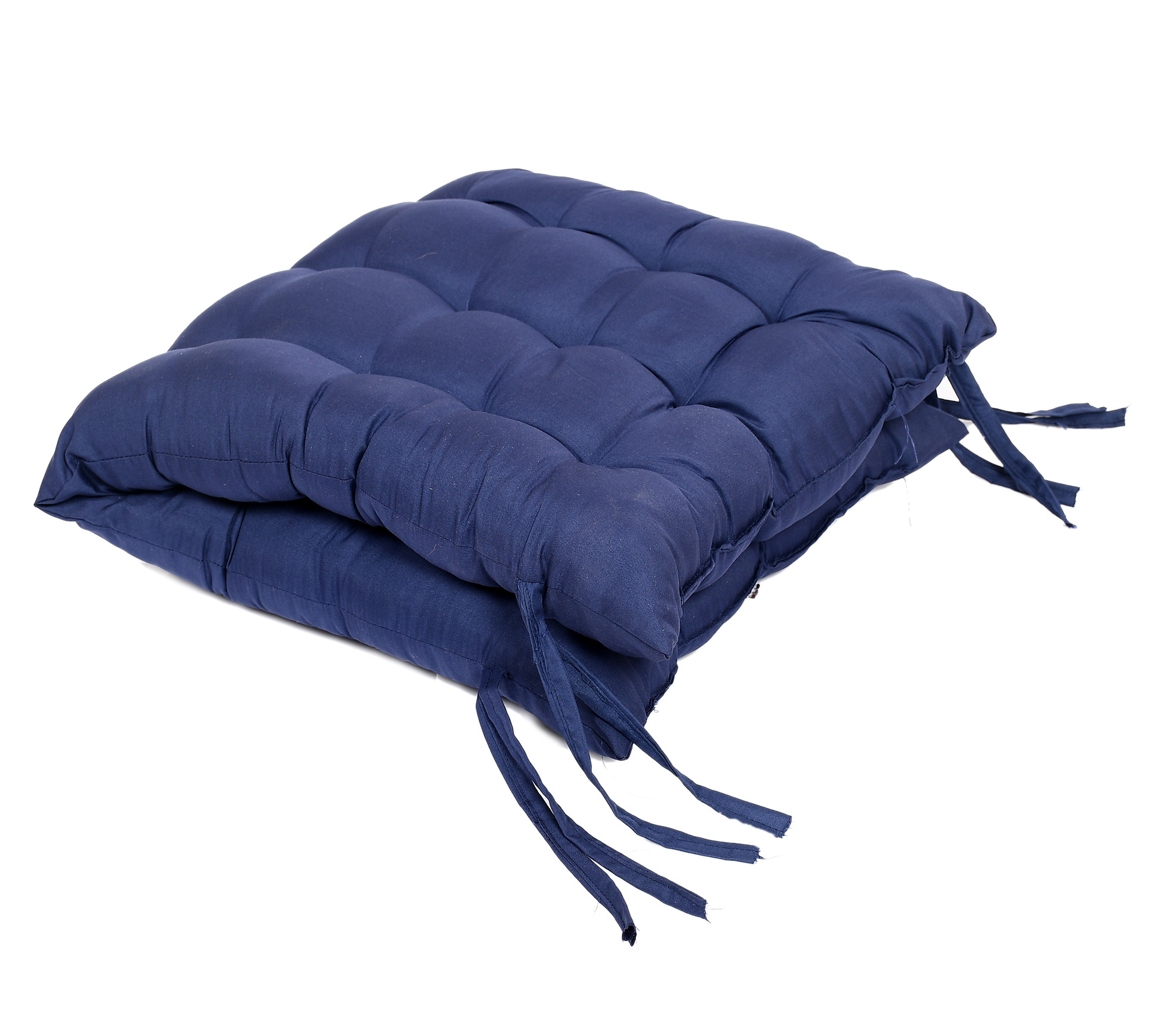 Kuber Industries Microfiber Back And Seat Chair Cushion for Indoor Outdoor Patio Chair, Rocking Chair, Office chair, Desk chair, Dining chairs, Lounge chair with Ties, 18*36 Inch (Navy Blue)