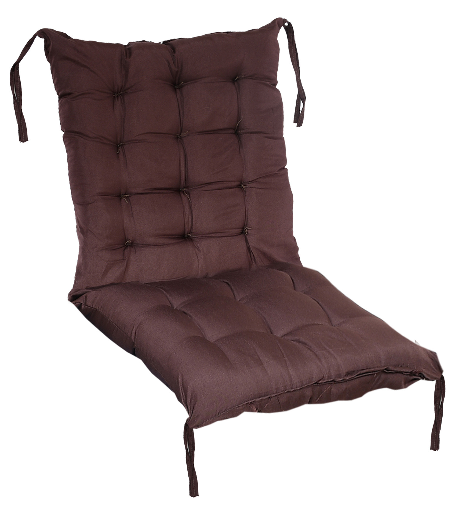 Kuber Industries Microfiber Back And Seat Chair Cushion for Indoor Outdoor Patio Chair, Rocking Chair, Office chair, Desk chair, Dining chairs, Lounge chair with Ties, 18*36 Inch (Brown)