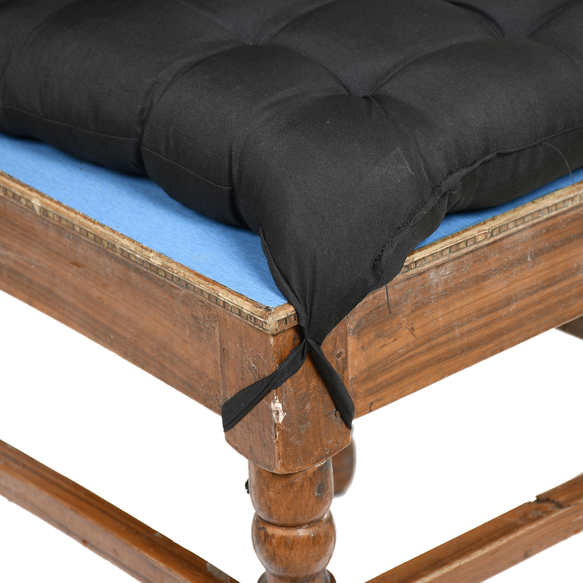 Kuber Industries Microfiber Back And Seat Chair Cushion for Indoor Outdoor Patio Chair, Rocking Chair, Office chair, Desk chair, Dining chairs, Lounge chair with Ties, 18*36 Inch (Black)