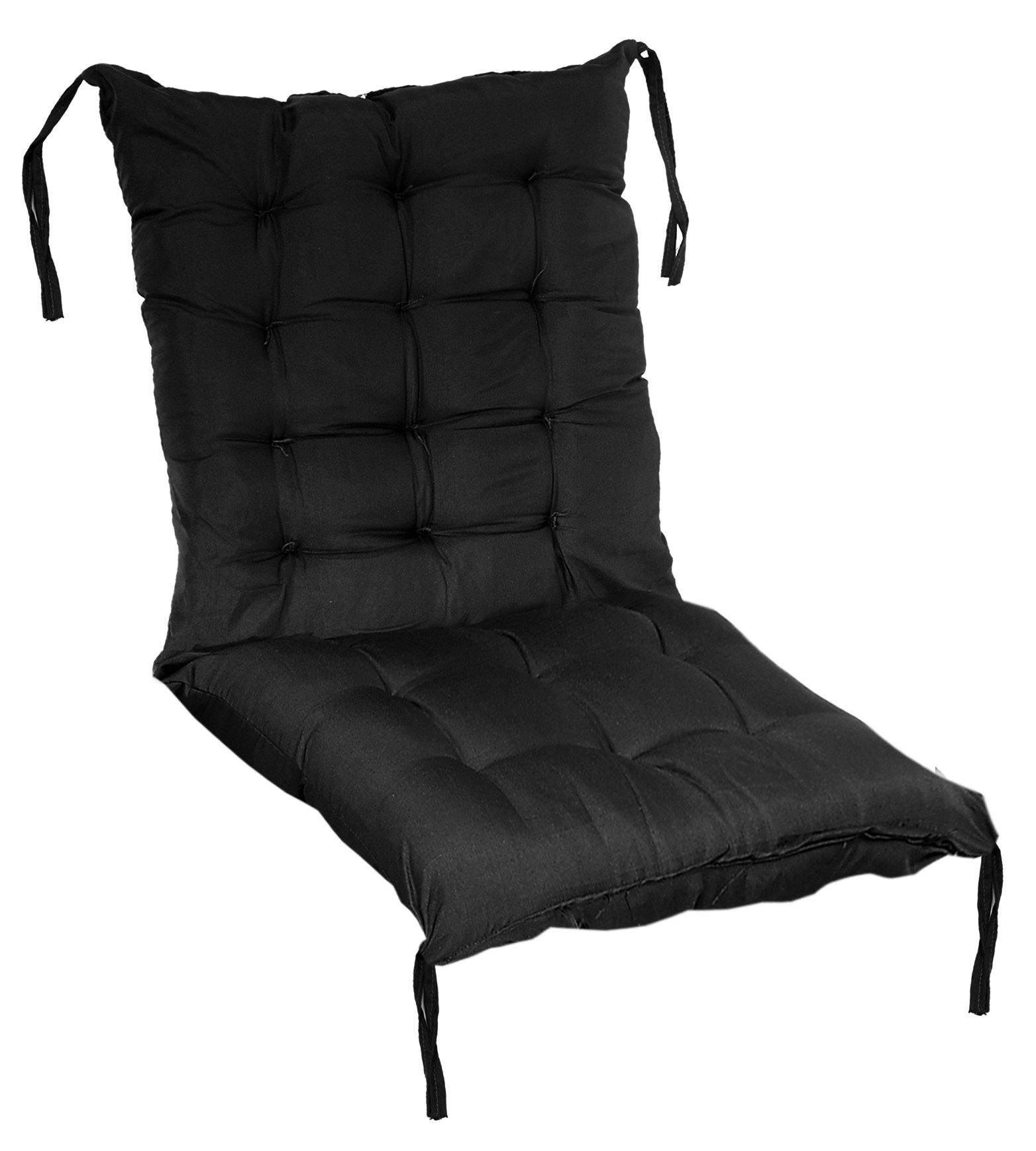 Kuber Industries Microfiber Back And Seat Chair Cushion for Indoor Outdoor Patio Chair, Rocking Chair, Office chair, Desk chair, Dining chairs, Lounge chair with Ties, 18*36 Inch (Black)