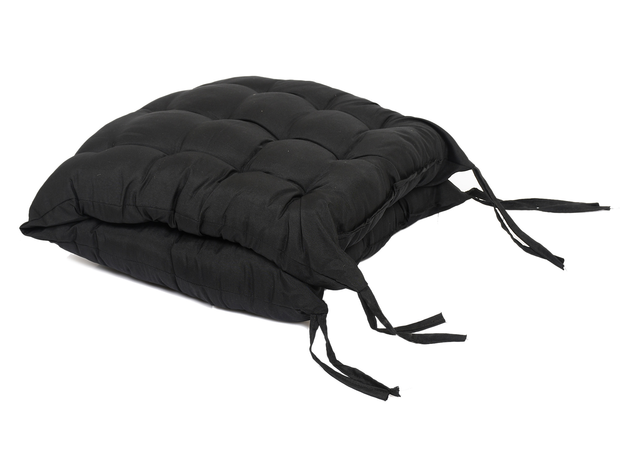 Kuber Industries Microfiber Back And Seat Chair Cushion for Indoor Outdoor Patio Chair, Rocking Chair, Office chair, Desk chair, Dining chairs, Lounge chair with Ties, 18*36 Inch (Black)