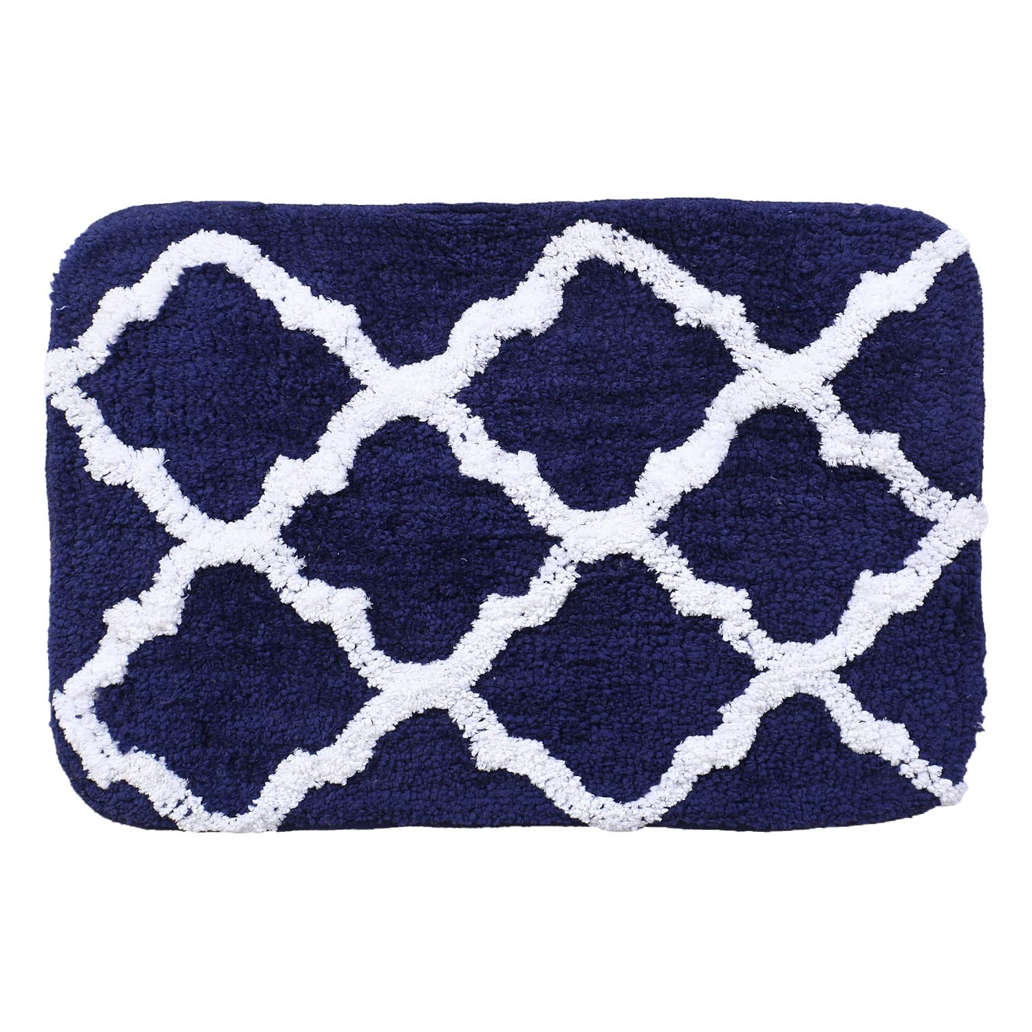 Kuber Industries Microfiber Doormats|Anti-Skid Water Absorbant Fluffy Floor mat|Geometric Pattern Entrance Mat for Kitchen,Bedside,Door,Living,Prayer Room,60x40 cm,Pack of 2 (Brown & Blue)