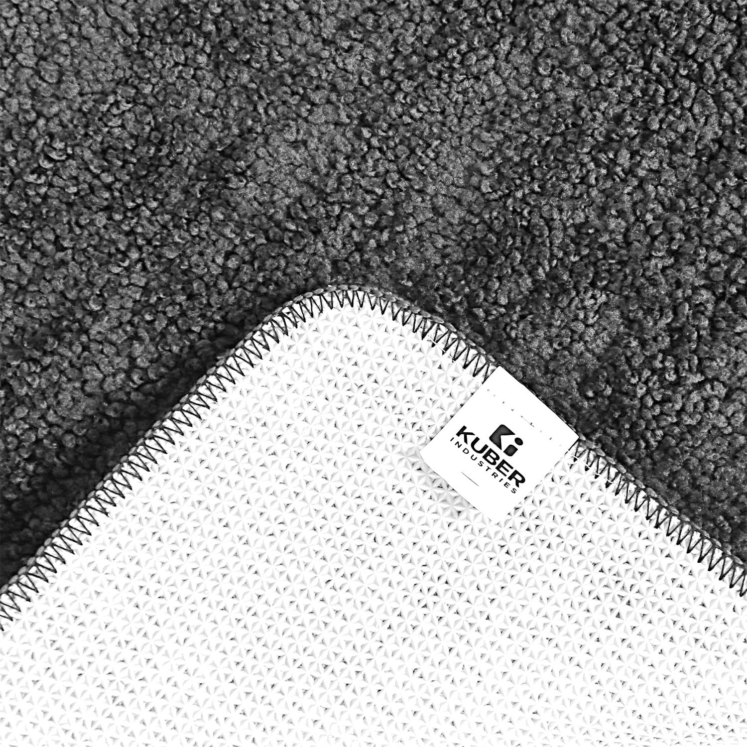 Kuber Industries Microfiber Doormats|Non-Skid Water Absorbant Fluffy Floor mat|Entrance Mat for Kitchen,Bedside,Door,Living,Prayer Room,60x40 cm,Pack of 2 (Black & Gray)