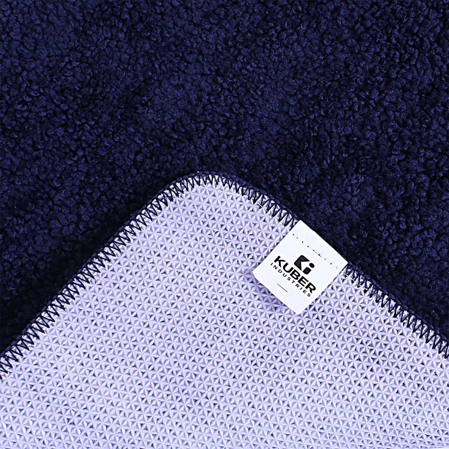 Kuber Industries Microfiber Doormats|Water Absorbant|Soaking Fluffy Velvet Floor mat|Entrance Mat for Kitchen,Bedside,Door,Living,Prayer Room,60x40 cm,Pack of 2 (Blue & Black)