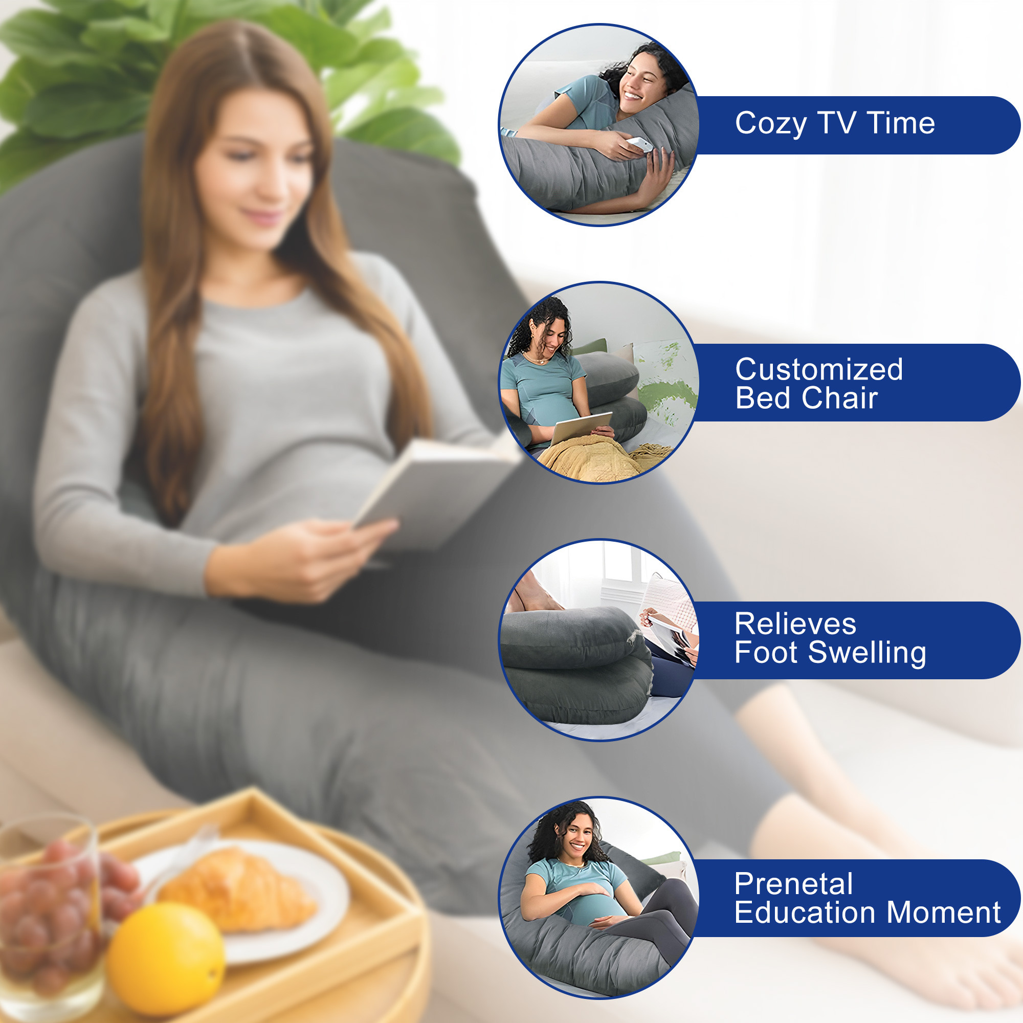 Kuber Industries Microfiber L Shape full body Pillow for Women - Support for Back Hips Legs and Belly  Maternity Pillows for Pregnancy Sleeping  Grey