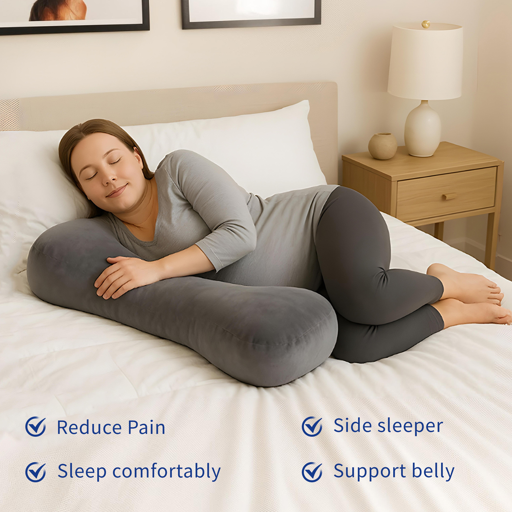 Kuber Industries Microfiber Orthopedic Pillow for Neck Pain and Shoulder Pain for Sleeping  Soft Orthopedic Pillows for Neck Support  Bone Shape - Grey