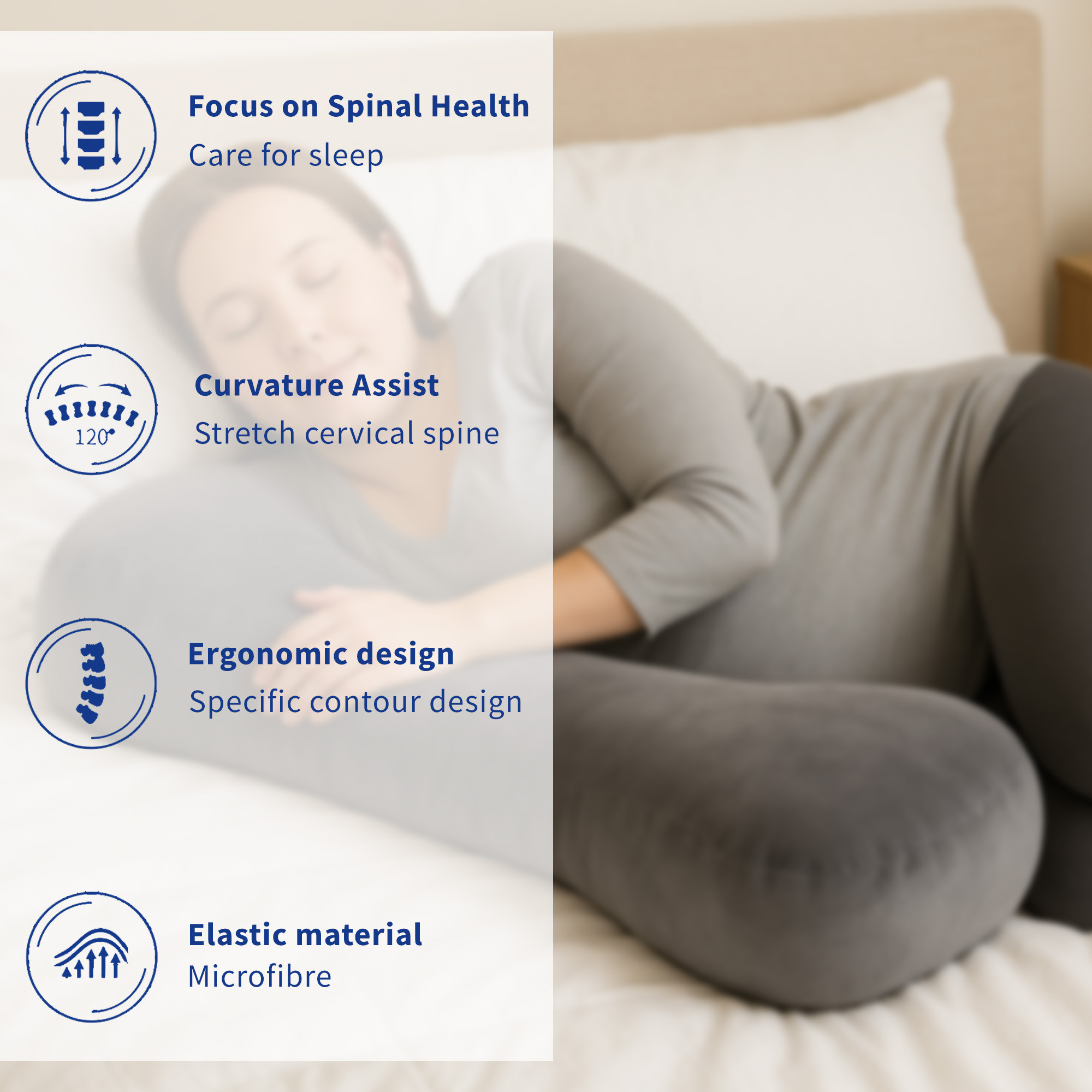 Kuber Industries Microfiber Orthopedic Pillow for Neck Pain and Shoulder Pain for Sleeping  Soft Orthopedic Pillows for Neck Support  Bone Shape - Grey