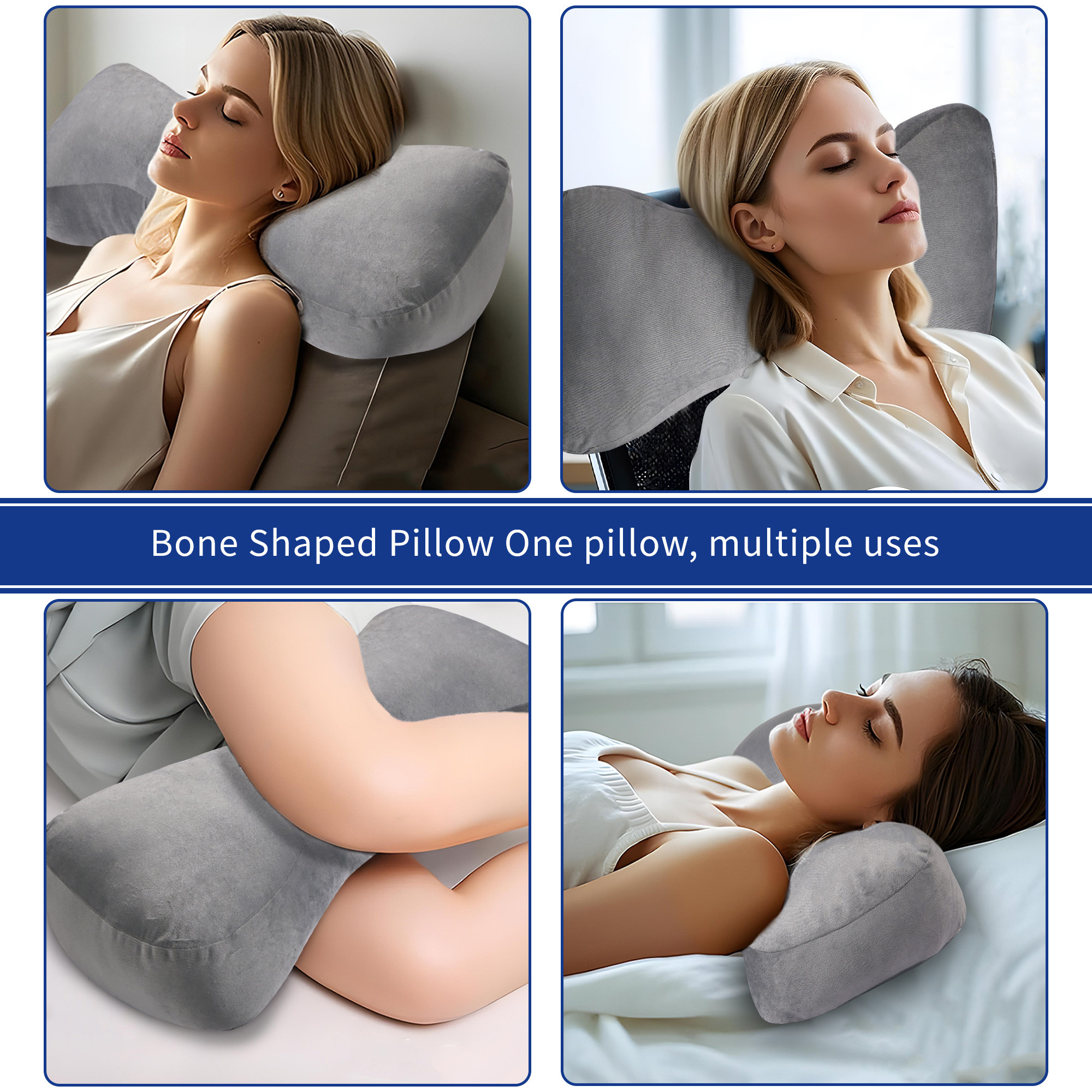 Kuber Industries Microfiber Orthopedic Pillow for Neck Pain and Shoulder Pain for Sleeping  Soft Orthopedic Pillows for Neck Support  Bone Shape - Grey