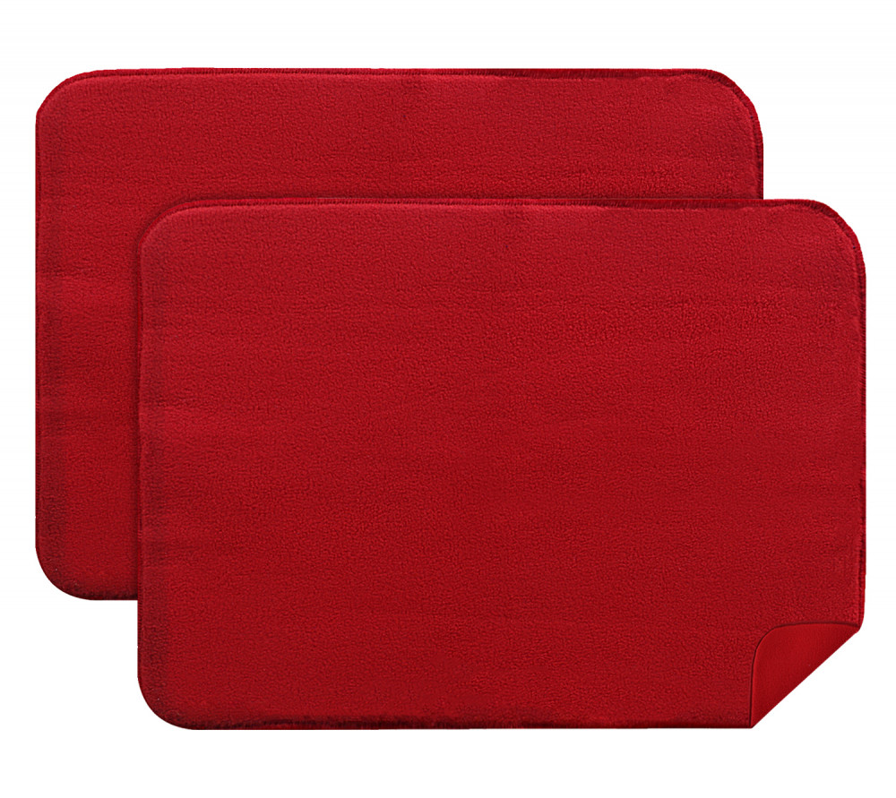 Kuber Industries Microfiber Reversible Dish Drying Mat With Absorbent Parity For Kitchen 27&quot;x 19&quot;,(Red)