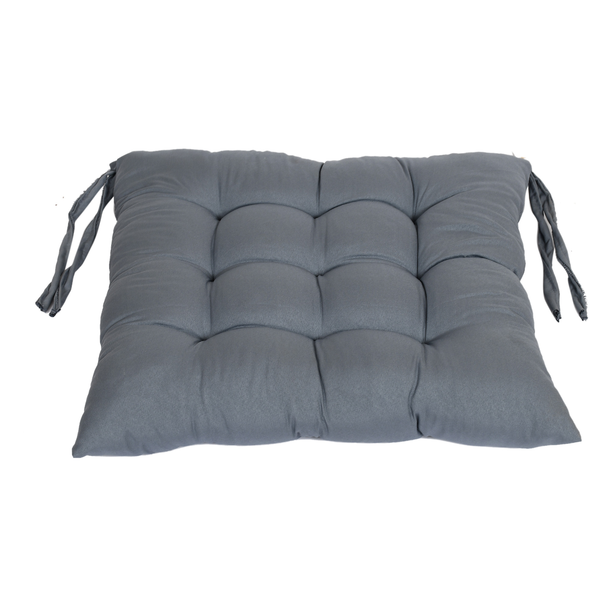 Kuber Industries Microfiber Square Chair Pad Seat Cushion For Car Pad, Office Chair, Indoor/Outdoor, Dining Living Room, Kitchen With Ties, 18*18 Inch (Grey)