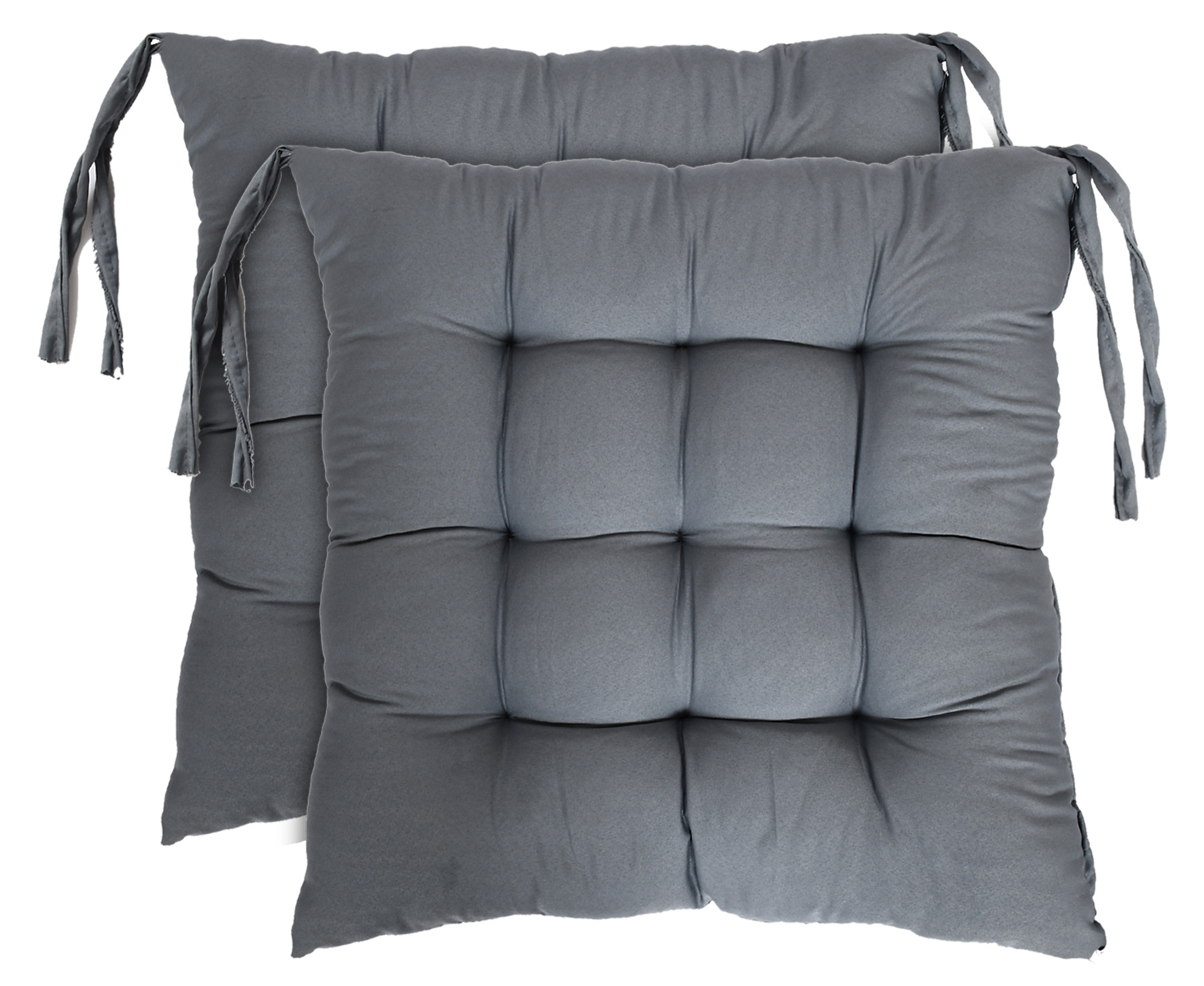 Kuber Industries Microfiber Square Chair Pad Seat Cushion For Car Pad, Office Chair, Indoor/Outdoor, Dining Living Room, Kitchen With Ties, 18*18 Inch (Grey)