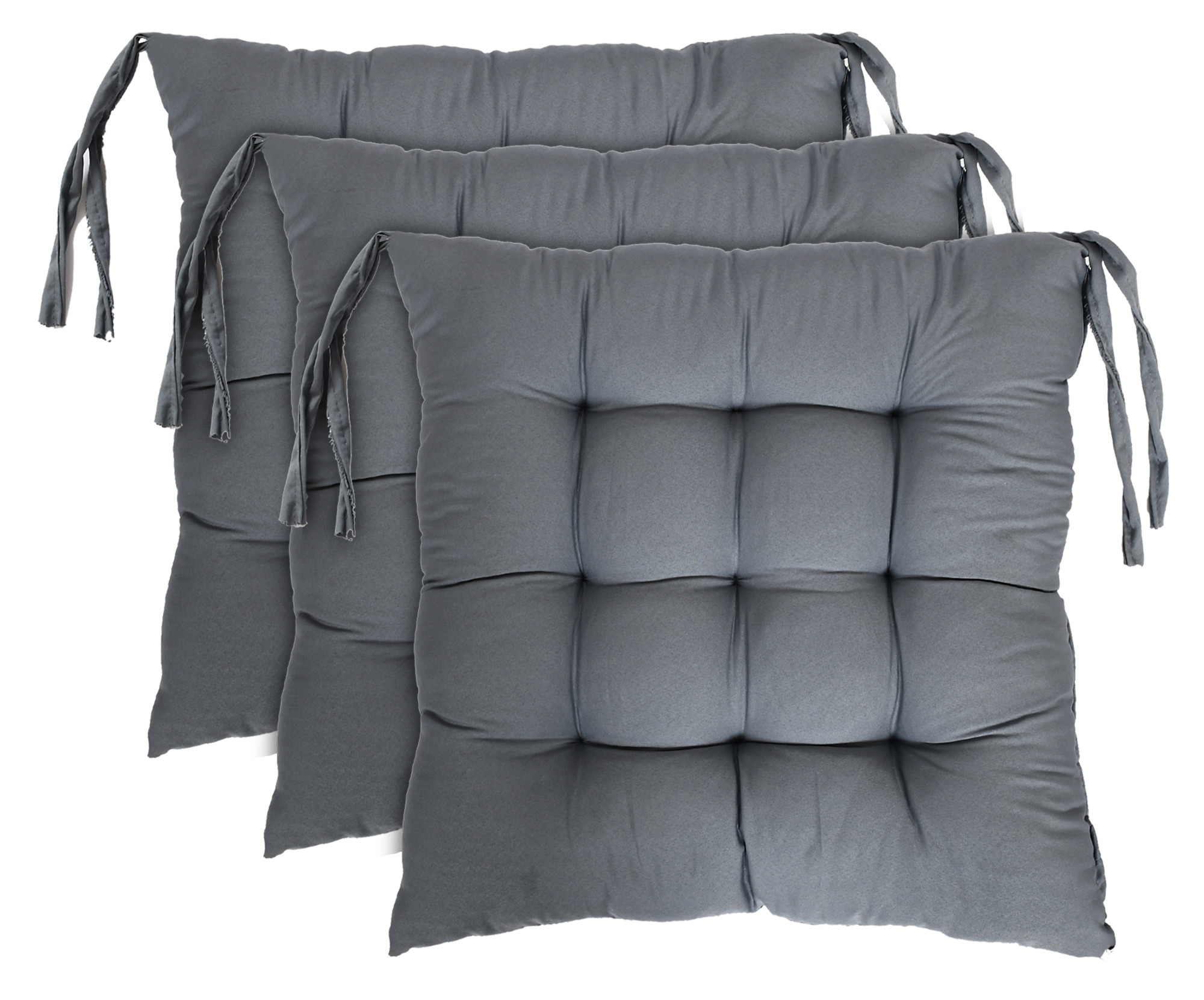 Kuber Industries Microfiber Square Chair Pad Seat Cushion For Car Pad, Office Chair, Indoor/Outdoor, Dining Living Room, Kitchen With Ties, 18*18 Inch (Grey)