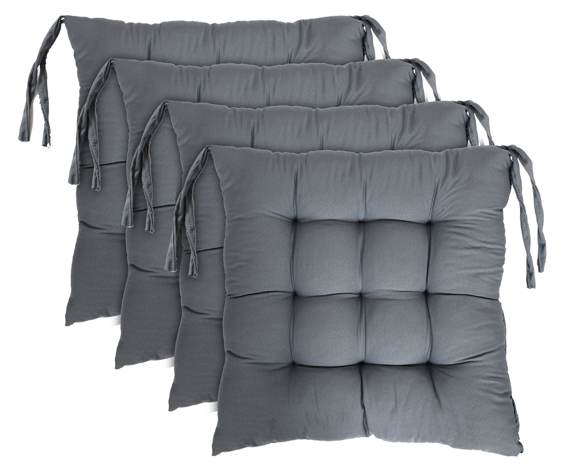 Kuber Industries Microfiber Square Chair Pad Seat Cushion For Car Pad, Office Chair, Indoor/Outdoor, Dining Living Room, Kitchen With Ties, 18*18 Inch (Grey)