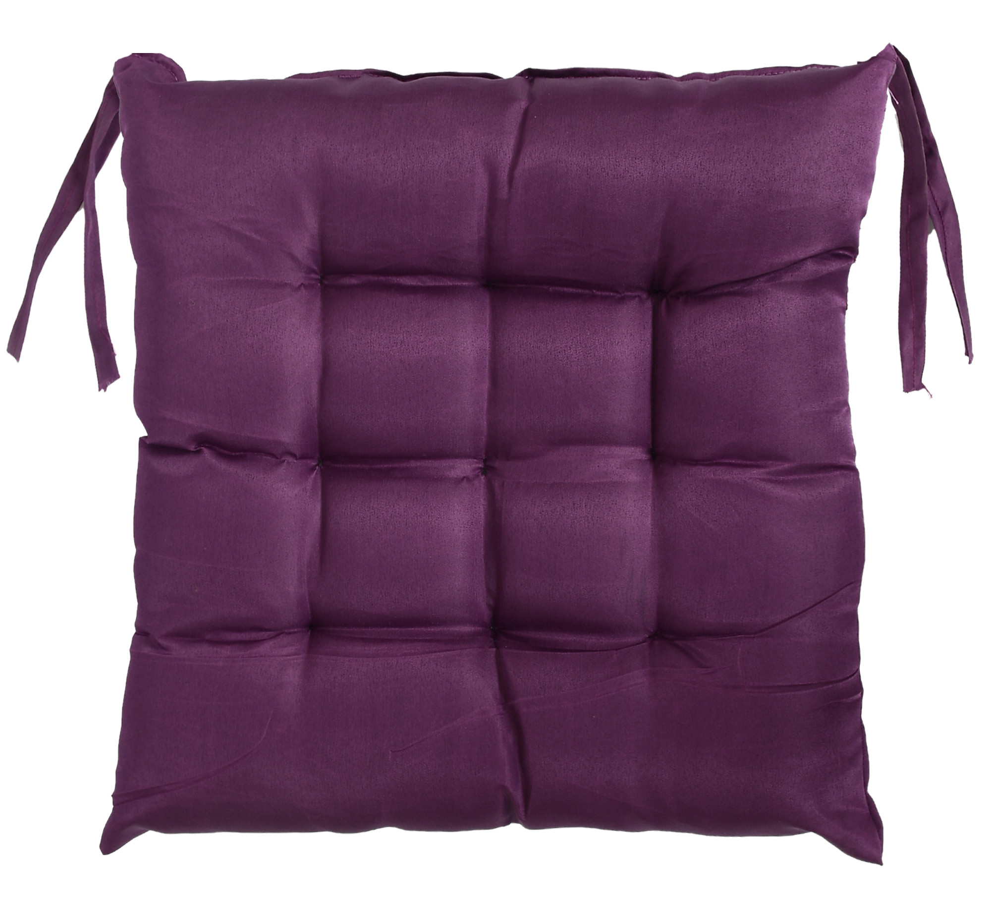 Kuber Industries Microfiber Square Chair Pad Seat Cushion For Car Pad, Office Chair, Indoor/Outdoor, Dining Living Room, Kitchen With Ties, 18*18 Inch (Purple)