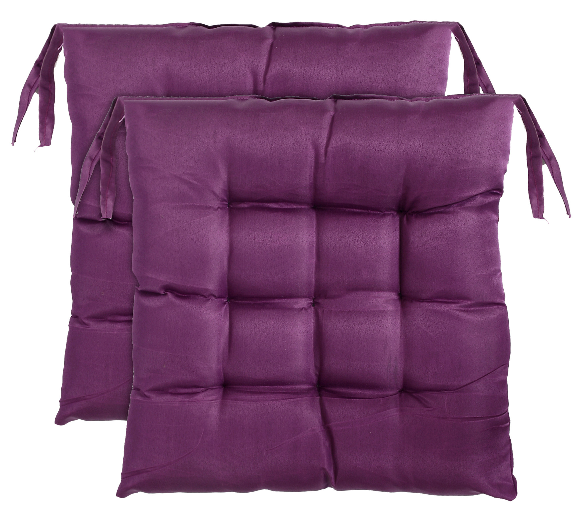 Kuber Industries Microfiber Square Chair Pad Seat Cushion For Car Pad, Office Chair, Indoor/Outdoor, Dining Living Room, Kitchen With Ties, 18*18 Inch (Purple)