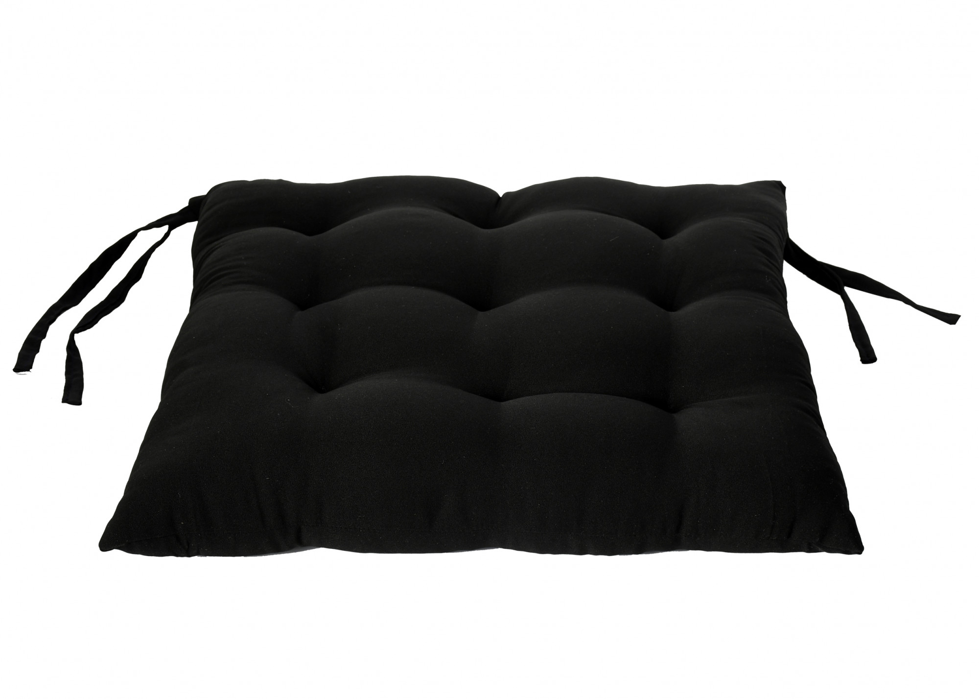 Kuber Industries Microfiber Square Chair Pad Seat Cushion For Car Pad, Office Chair, Indoor/Outdoor, Dining Living Room, Kitchen With Ties, 18*18 Inch (Black)