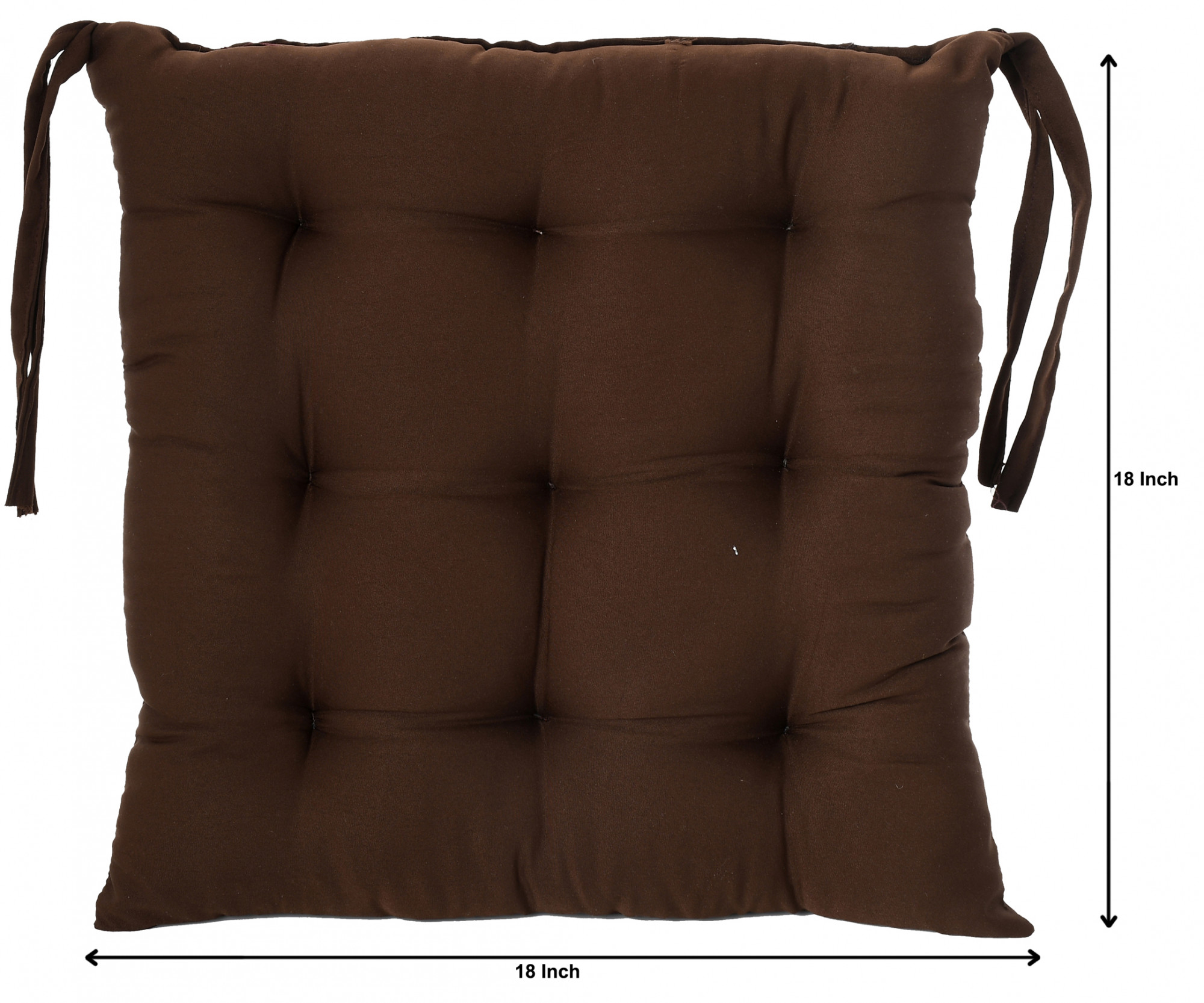 Kuber Industries Microfiber Square Chair Pad Seat Cushion For Car Pad, Office Chair, Indoor/Outdoor, Dining Living Room, Kitchen With Ties, 18*18 Inch (Brown)