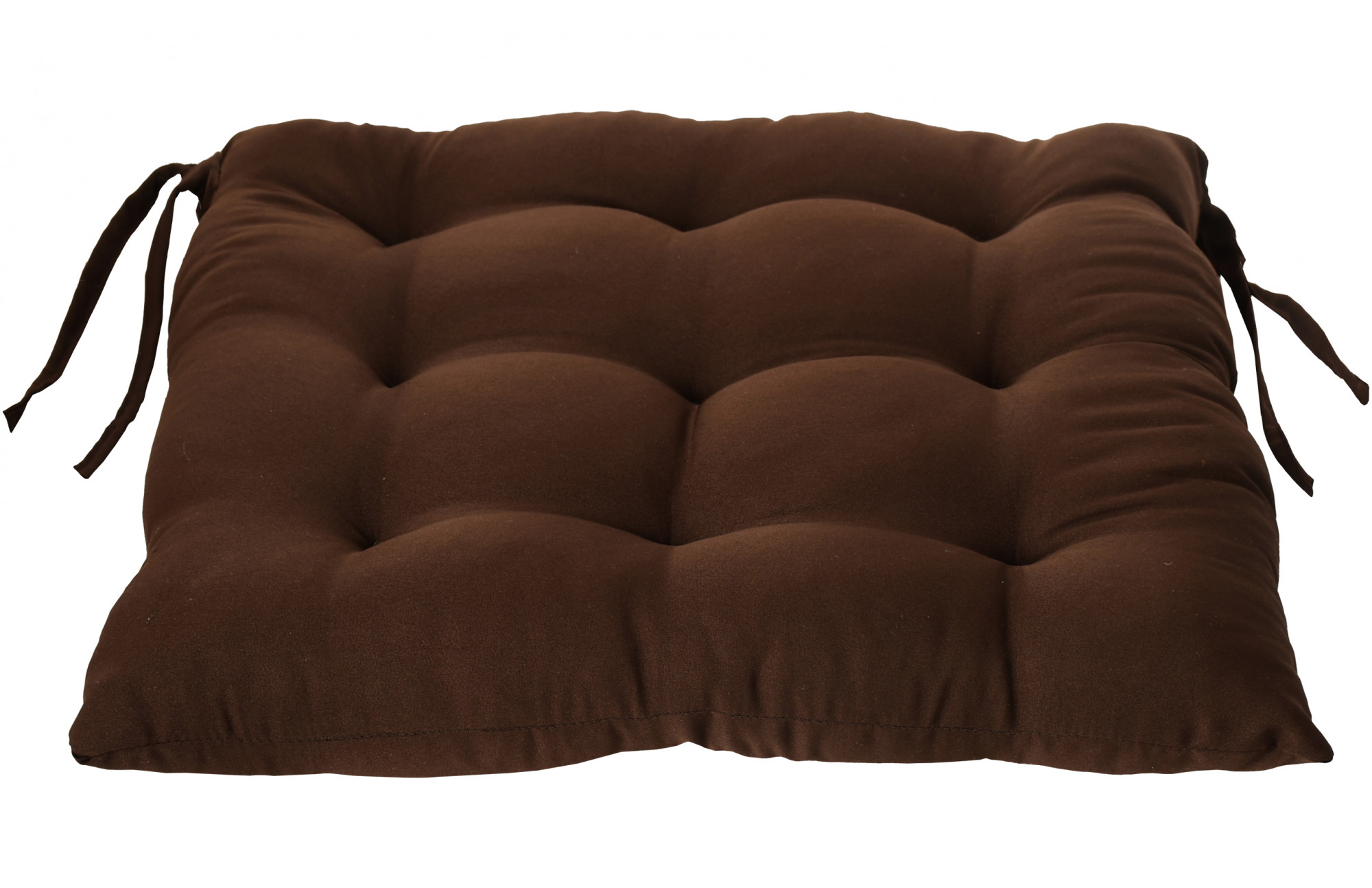 Kuber Industries Microfiber Square Chair Pad Seat Cushion For Car Pad, Office Chair, Indoor/Outdoor, Dining Living Room, Kitchen With Ties, 18*18 Inch (Brown)
