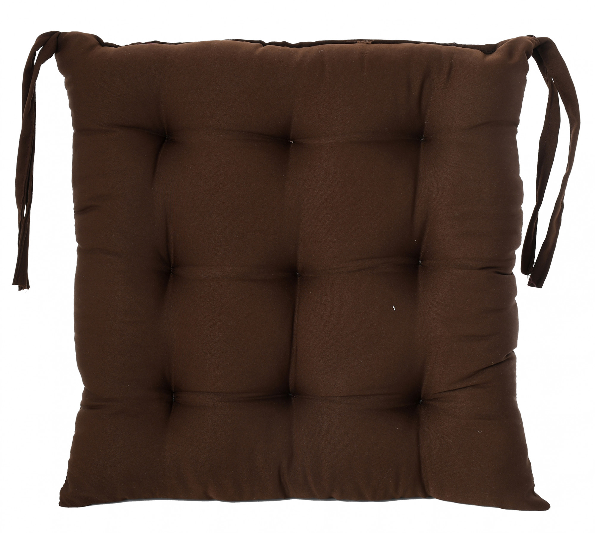 Kuber Industries Microfiber Square Chair Pad Seat Cushion For Car Pad, Office Chair, Indoor/Outdoor, Dining Living Room, Kitchen With Ties, 18*18 Inch (Brown)