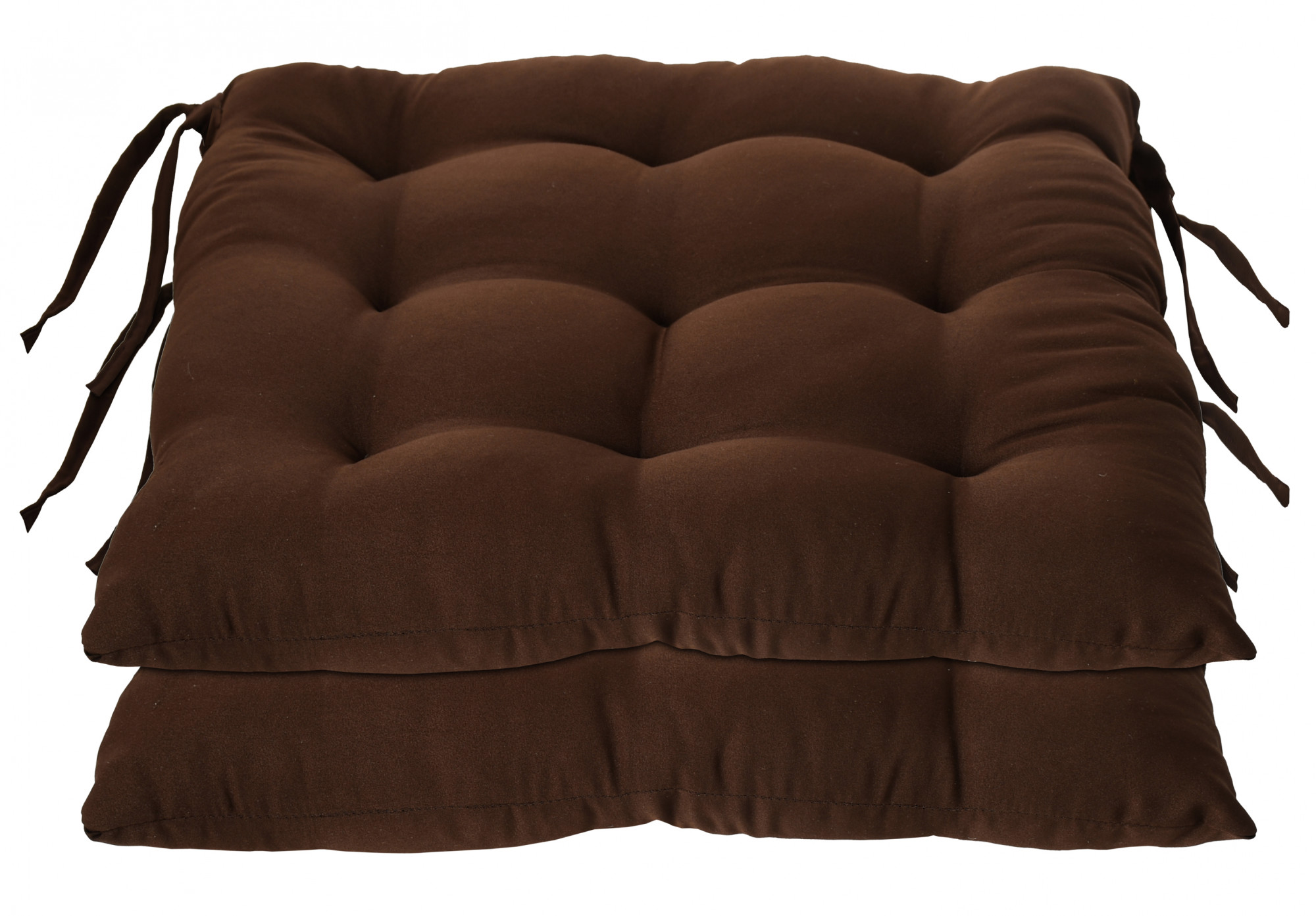 Kuber Industries Microfiber Square Chair Pad Seat Cushion For Car Pad, Office Chair, Indoor/Outdoor, Dining Living Room, Kitchen With Ties, 18*18 Inch (Brown)