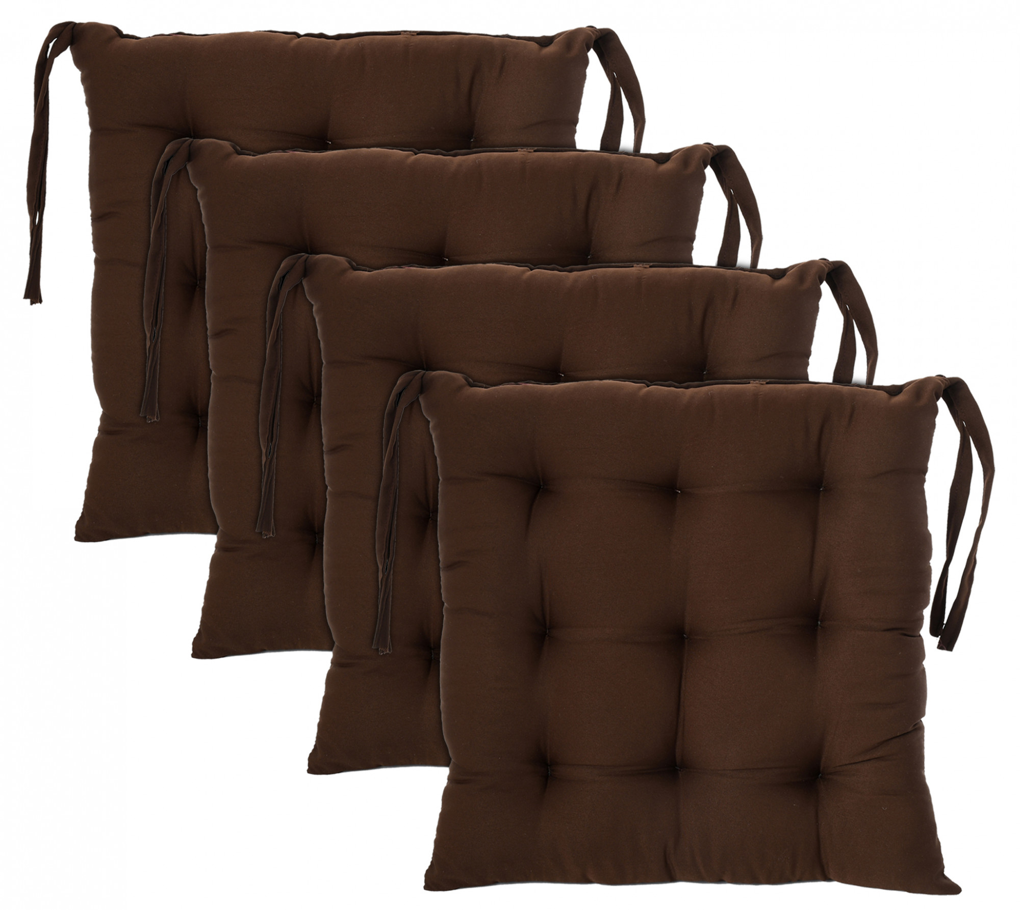 Kuber Industries Microfiber Square Chair Pad Seat Cushion For Car Pad, Office Chair, Indoor/Outdoor, Dining Living Room, Kitchen With Ties, 18*18 Inch (Brown)