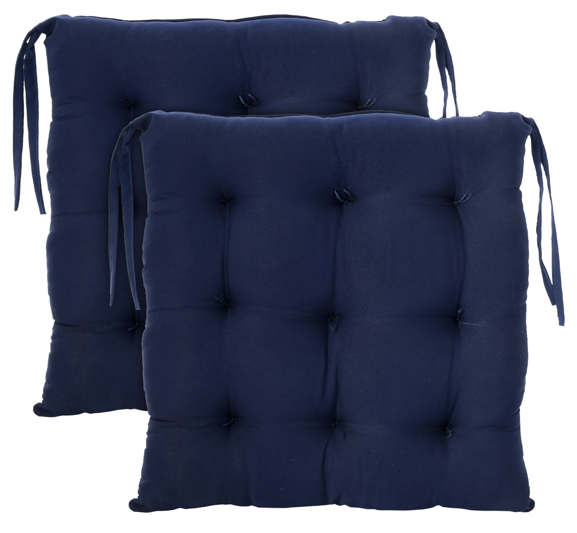 Kuber Industries Microfiber Square Chair Pad Seat Cushion For Car Pad, Office Chair, Indoor/Outdoor, Dining Living Room, Kitchen With Ties, 18*18 Inch (Navy Blue)